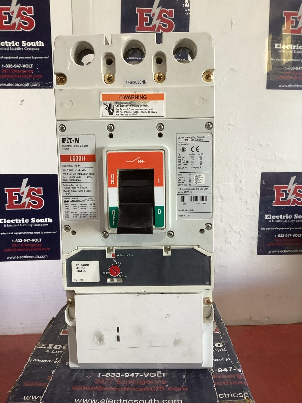 Eaton Circuit Breaker LGH3630NN 600 Amp 600 Volt 3 Pole