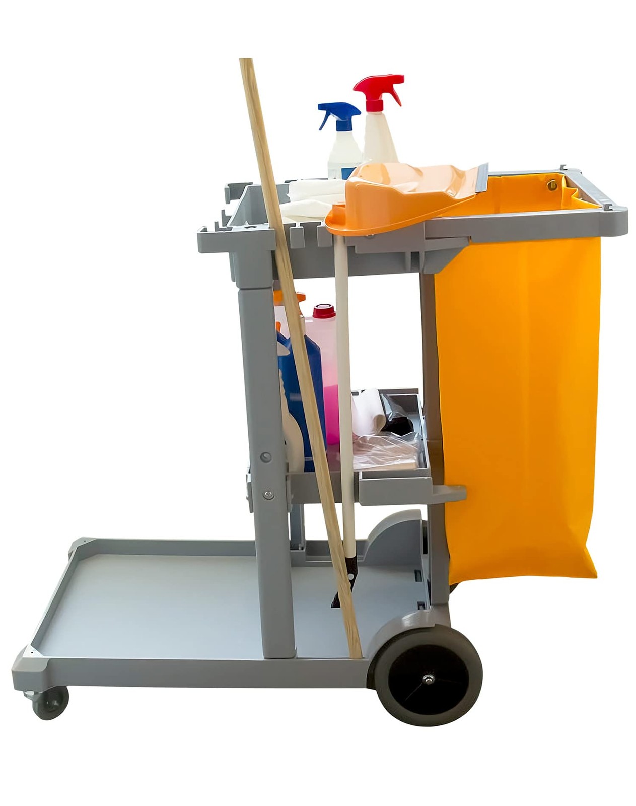 QWORK Janitorial Cart Bag, 24 Gallon Waterproof Large Capacity 2 pcs, Yellow