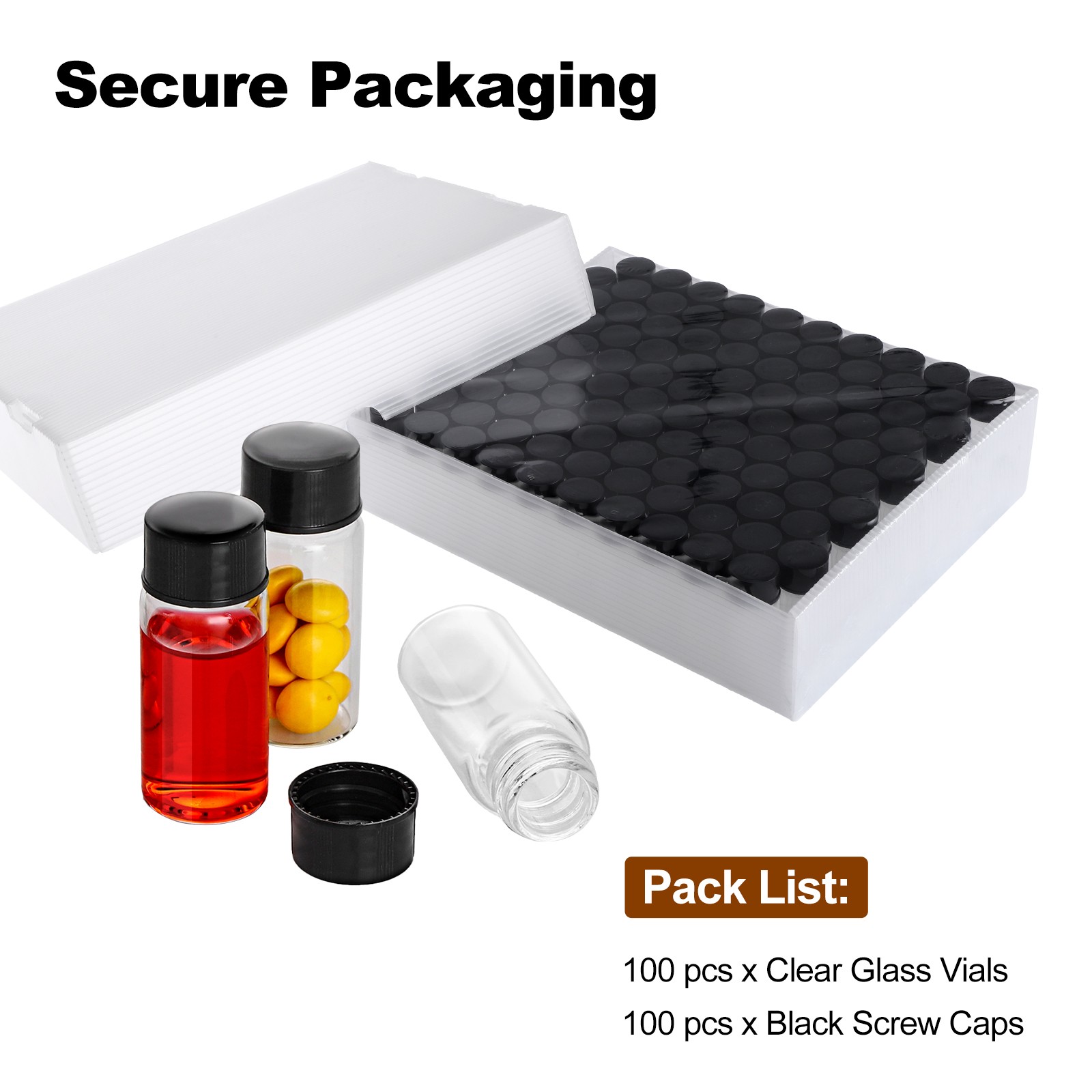 500pcs 4/10/30ml Clear Essential Oil Small Sample Glass Vials Bottles Containers