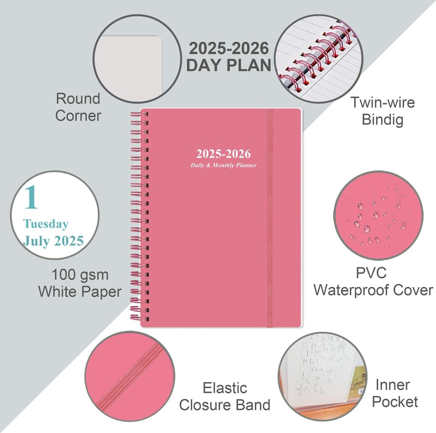 2025-2026 Daily & Monthly Planner – One Page Per Day, Daily Planner from July…