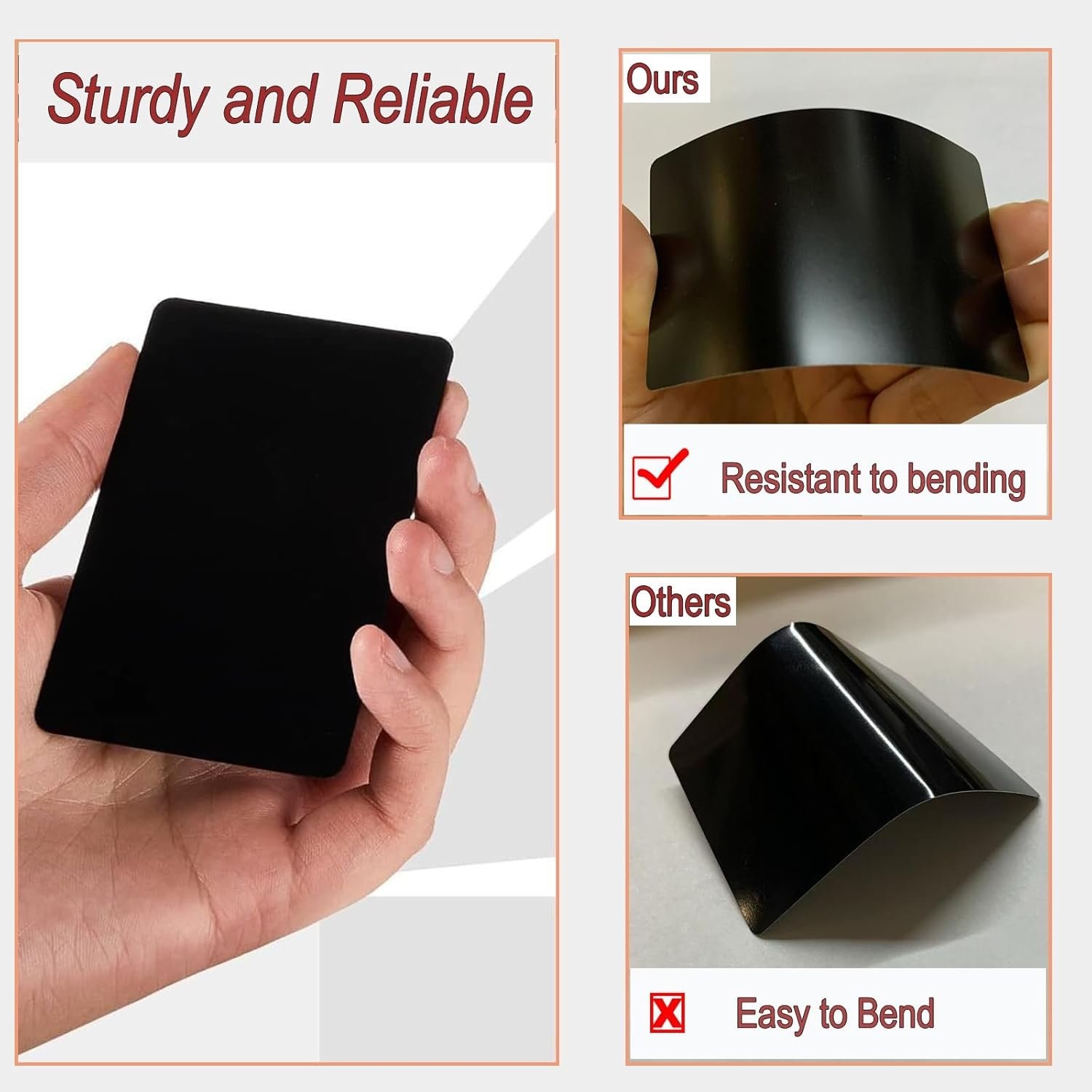 Premium Matte Black Metal Business Cards 50 Pcs for Customization & Engraving