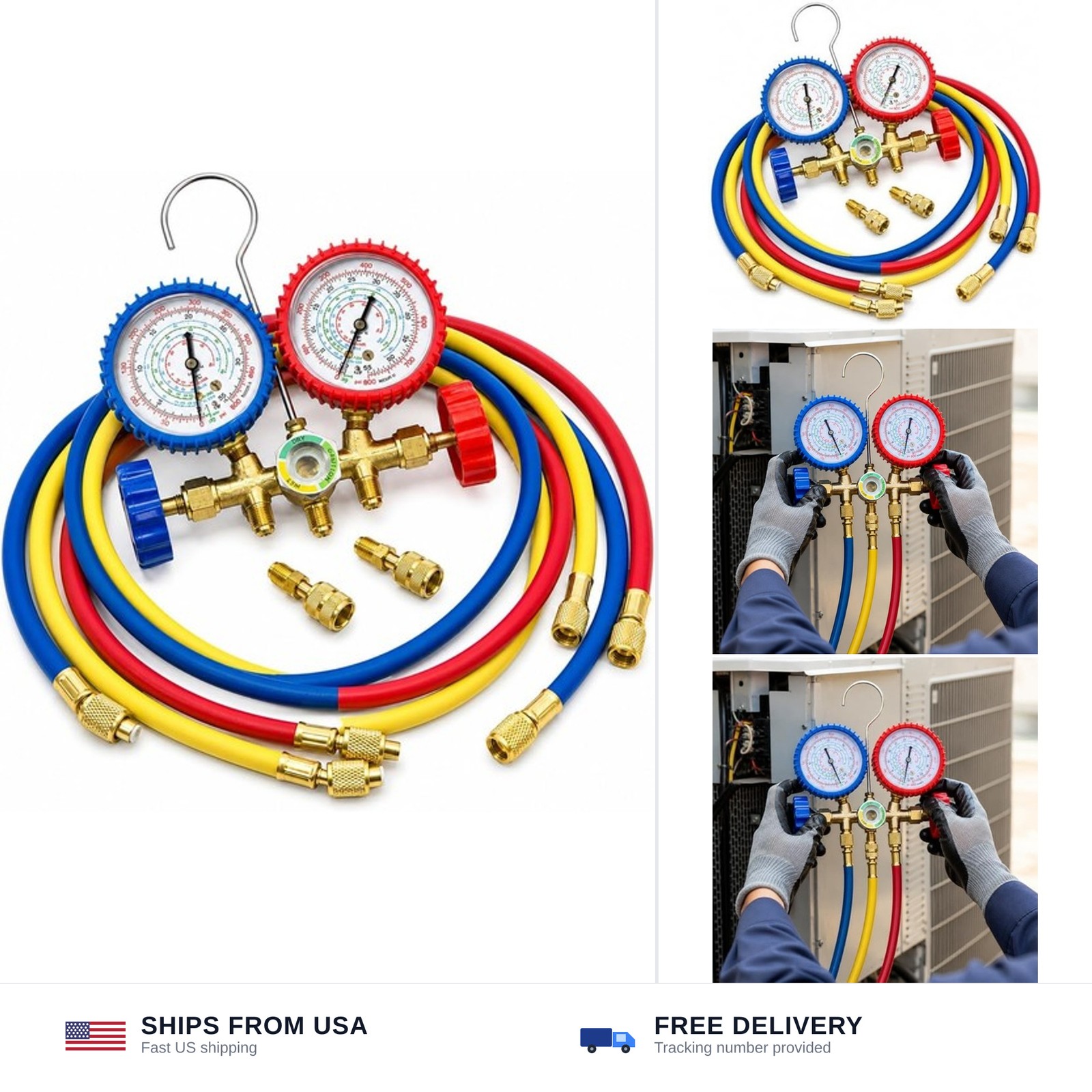 Stark USA Manifold Gauge Set R410A R22 R404A HVAC A/C Refrigeration Charging …