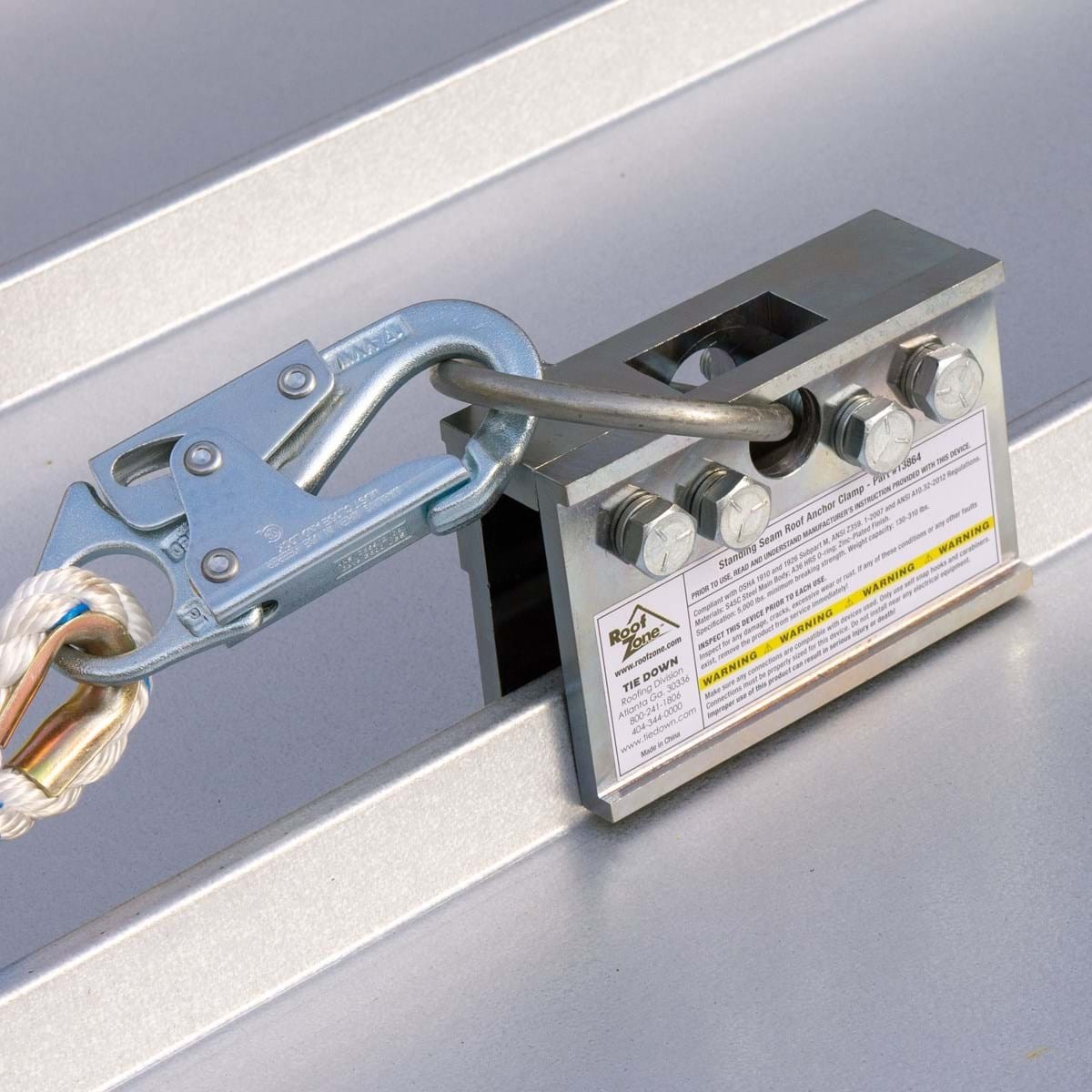 Roof Zone 13864 2-Way Standing Seam Roof Anchor Fall Protection Safety Clamp