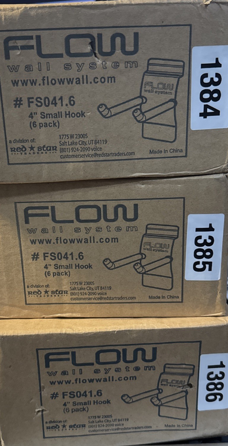 Flow Wall Slatwall Dbl Hook,Steel,LdCap:50lb,PK6 FSH-041-6 Flow Wall FSH-041-6