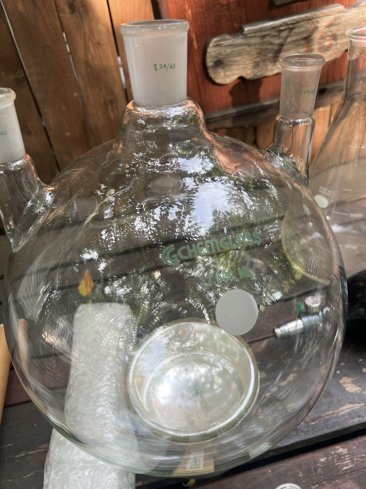 Chemglass Pyrex 5000 ML 12000 ML Lab Flasks Round Boiling Glass Lot