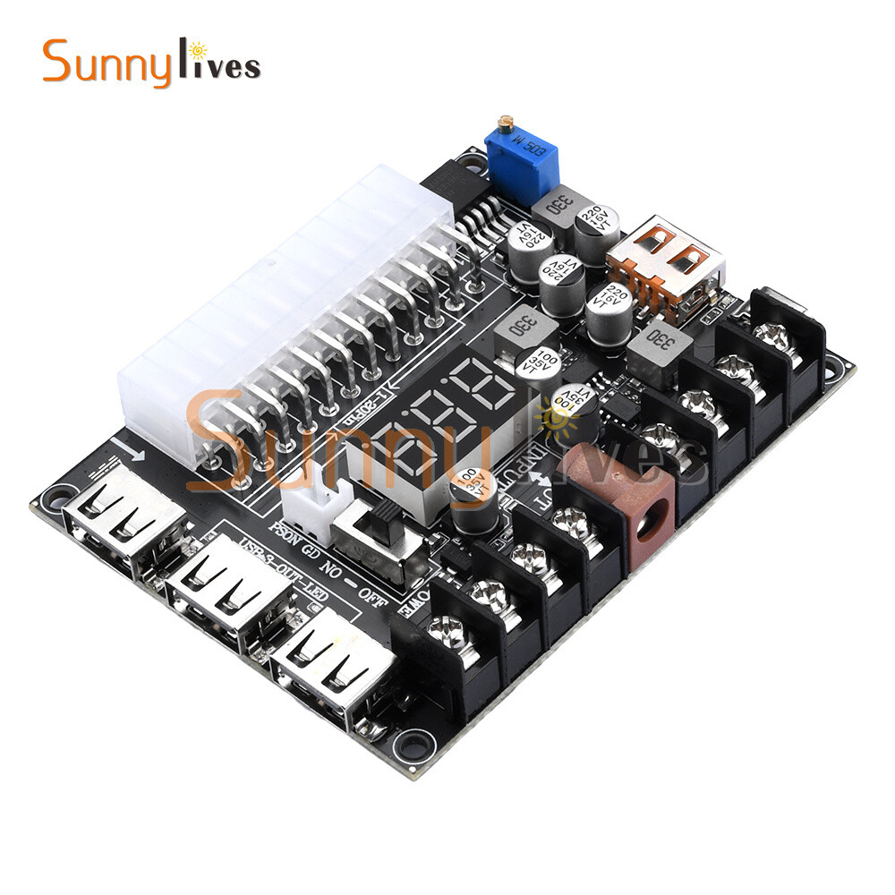 20Pin 24Pin ATX Power Supply Breakout Board Adjustable Voltage Module + Case DIY