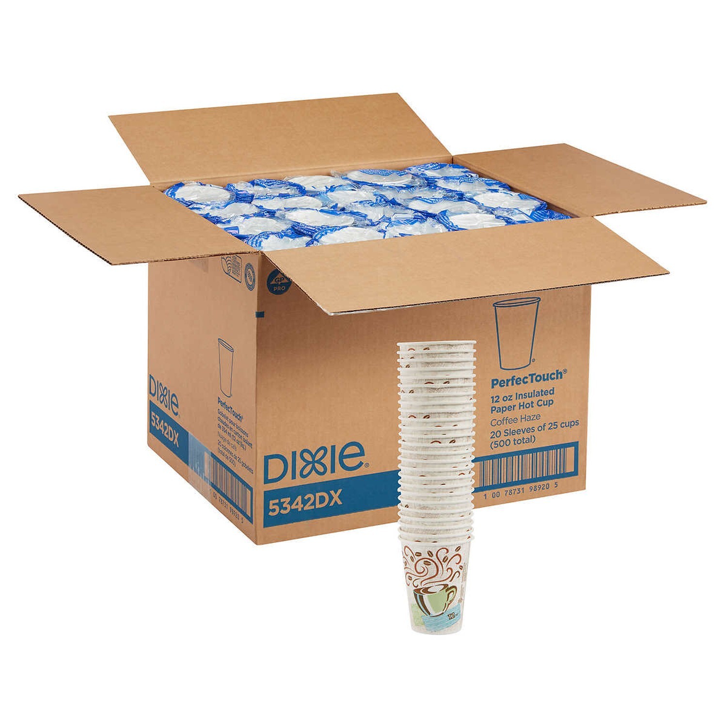 DIXIE CUPS CUP PAPER COFFEE HOT 12 OZ OUNCES TO GO PERFECTOUCH 5342DX 500 COUNT