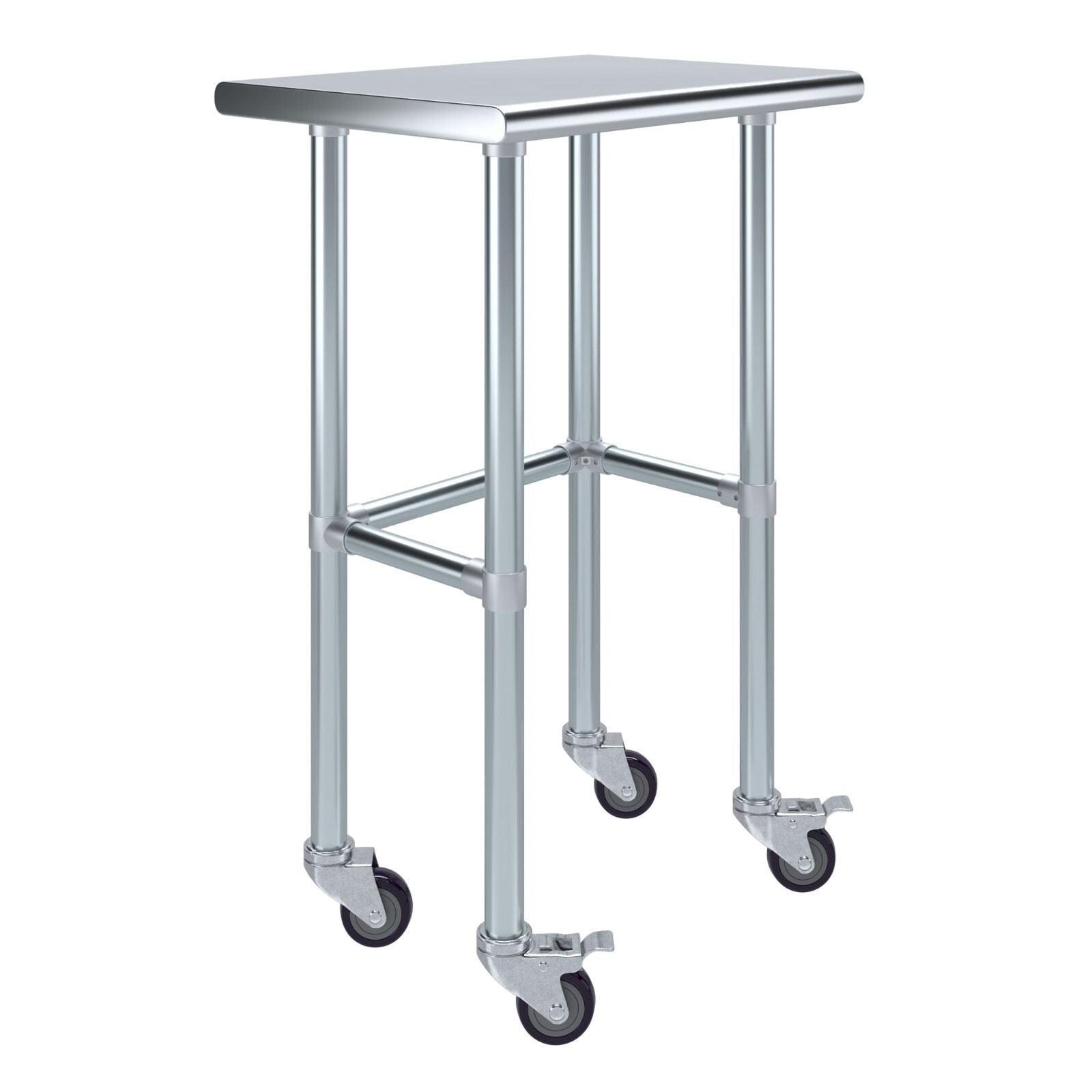 18 in. x 24 in. Stainless Steel Work Table Open Base & Wheels | Utility Station