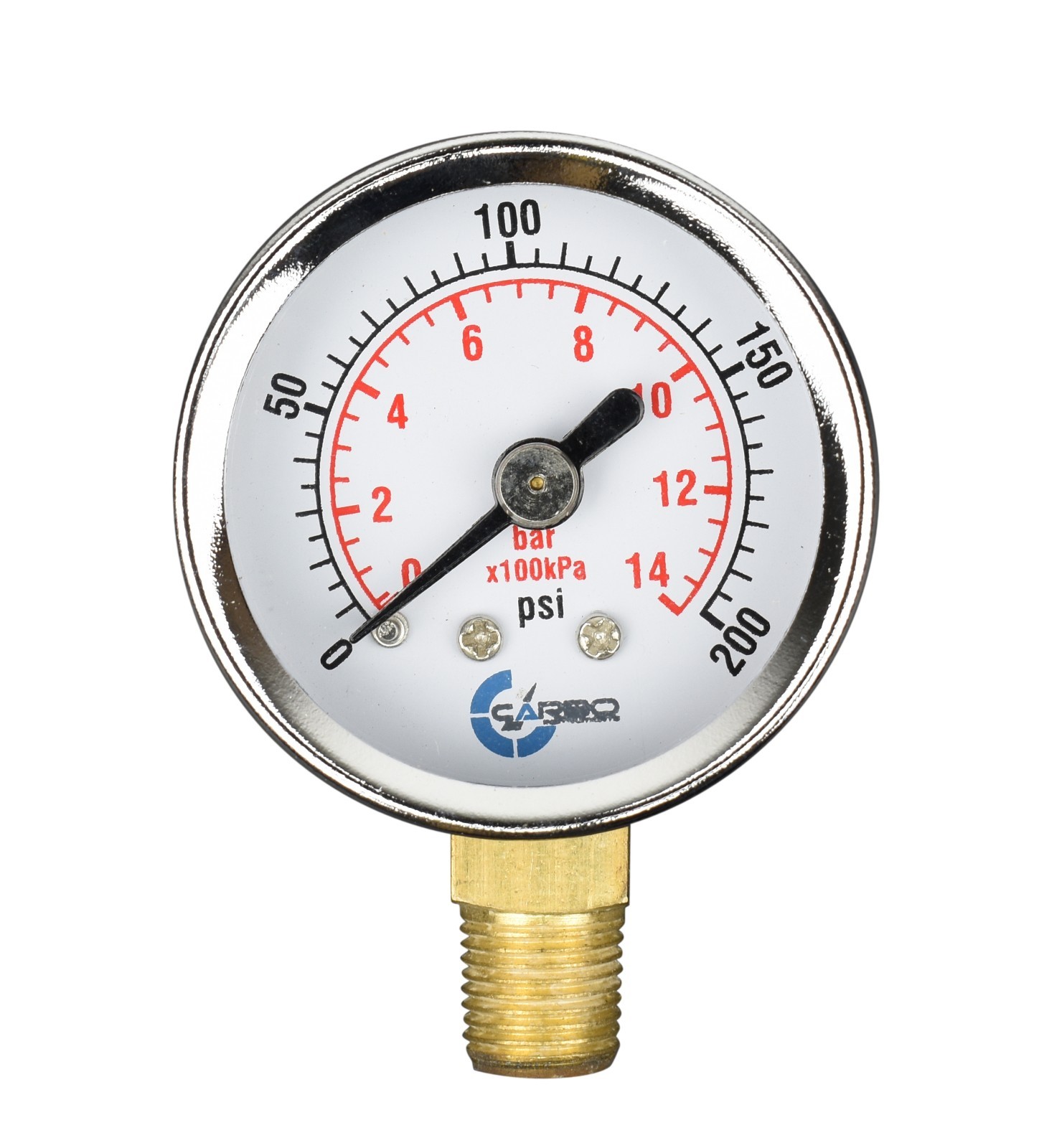 1-1/2″ Pressure Gauge – Chrome Plate Steel Case, 1/8″NPT, Lower Mnt. 200 PSI