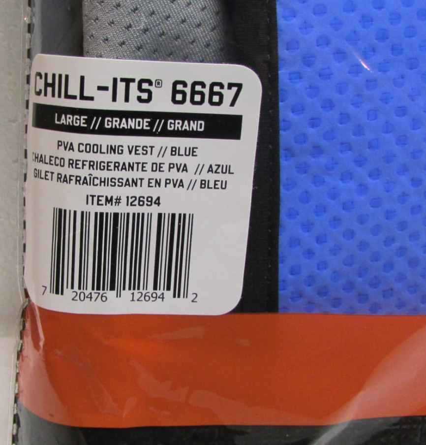 Chill-Its By Ergodyne 6667 Large PVA Blue & Gray Evaporative Cooling Cool Vest