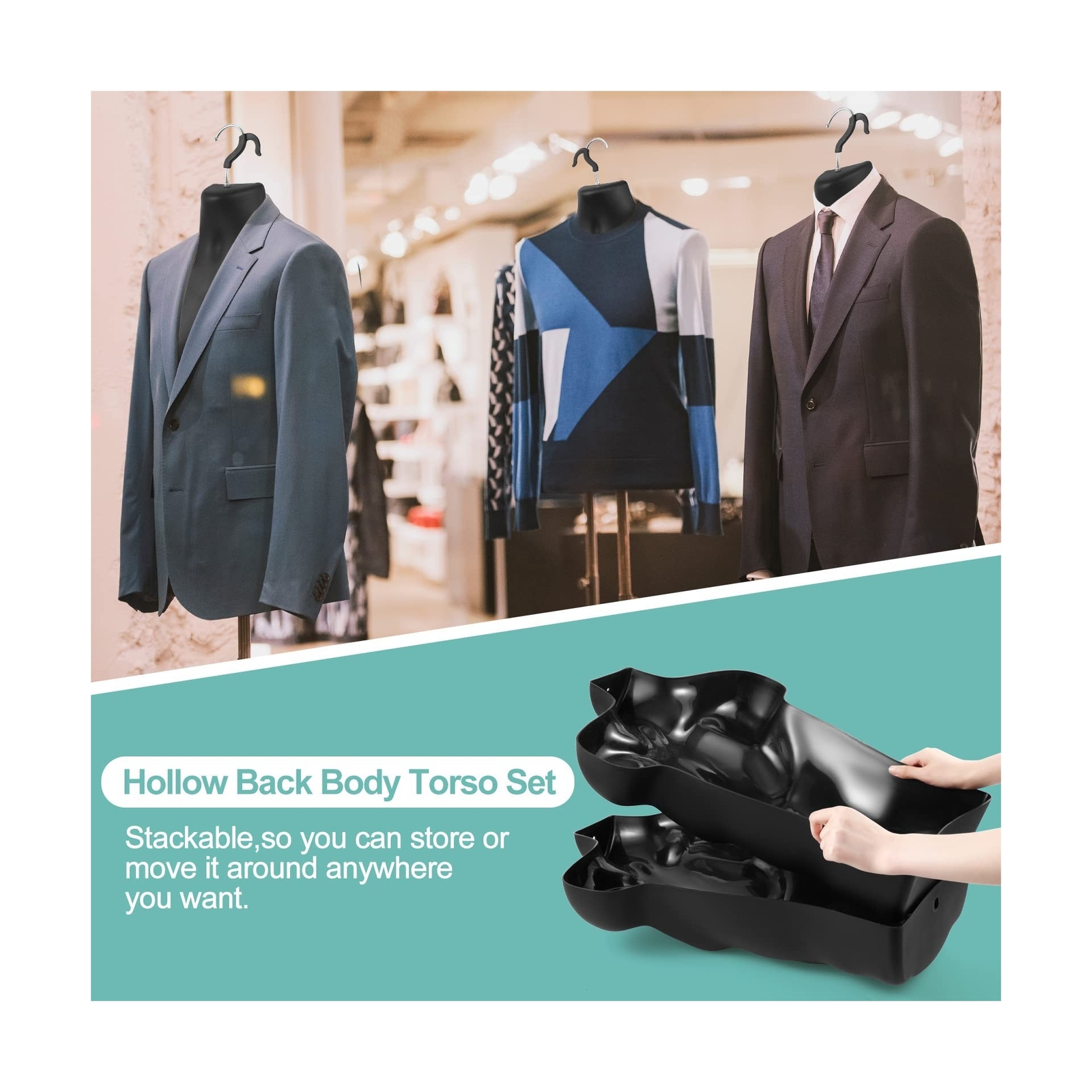 Lallisa 12 Packs Male Mannequin Torso Dress Form Tshirt Display Half Maniquin…