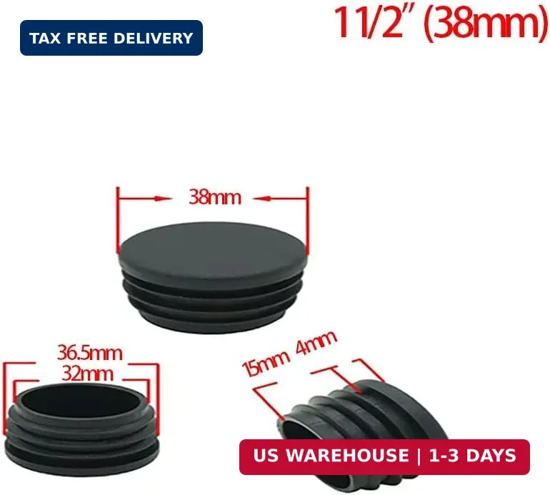 Round Plastic Plug, Black Tubing End Cap Plug Chair Glide Round Pipe End Cap Fur