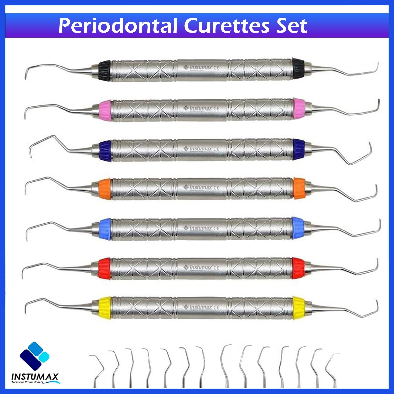 Set of 7 Periodontal Gracey Curettes Set of 7 Dental Surgical Instruments