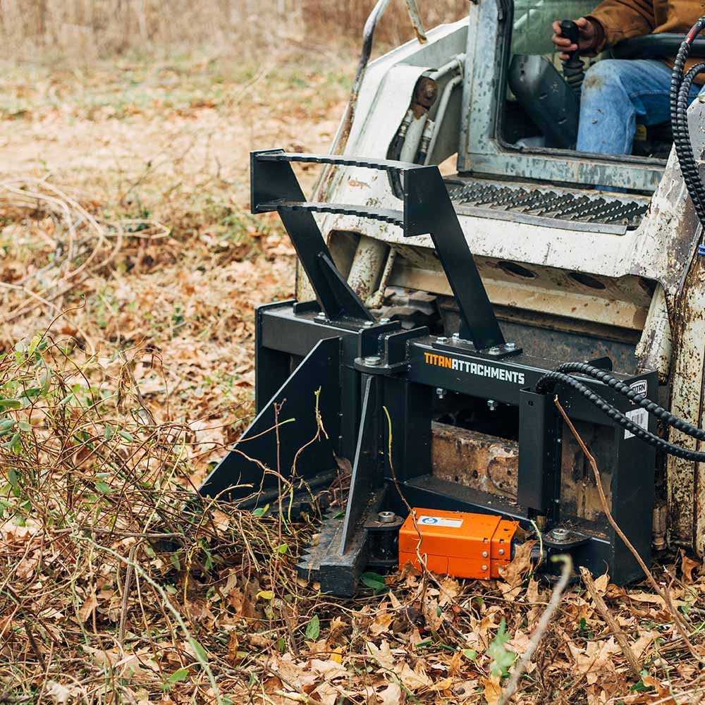 Titan Attachments Post and Tree Puller for Skid Steers, Includes Push Bar Guard