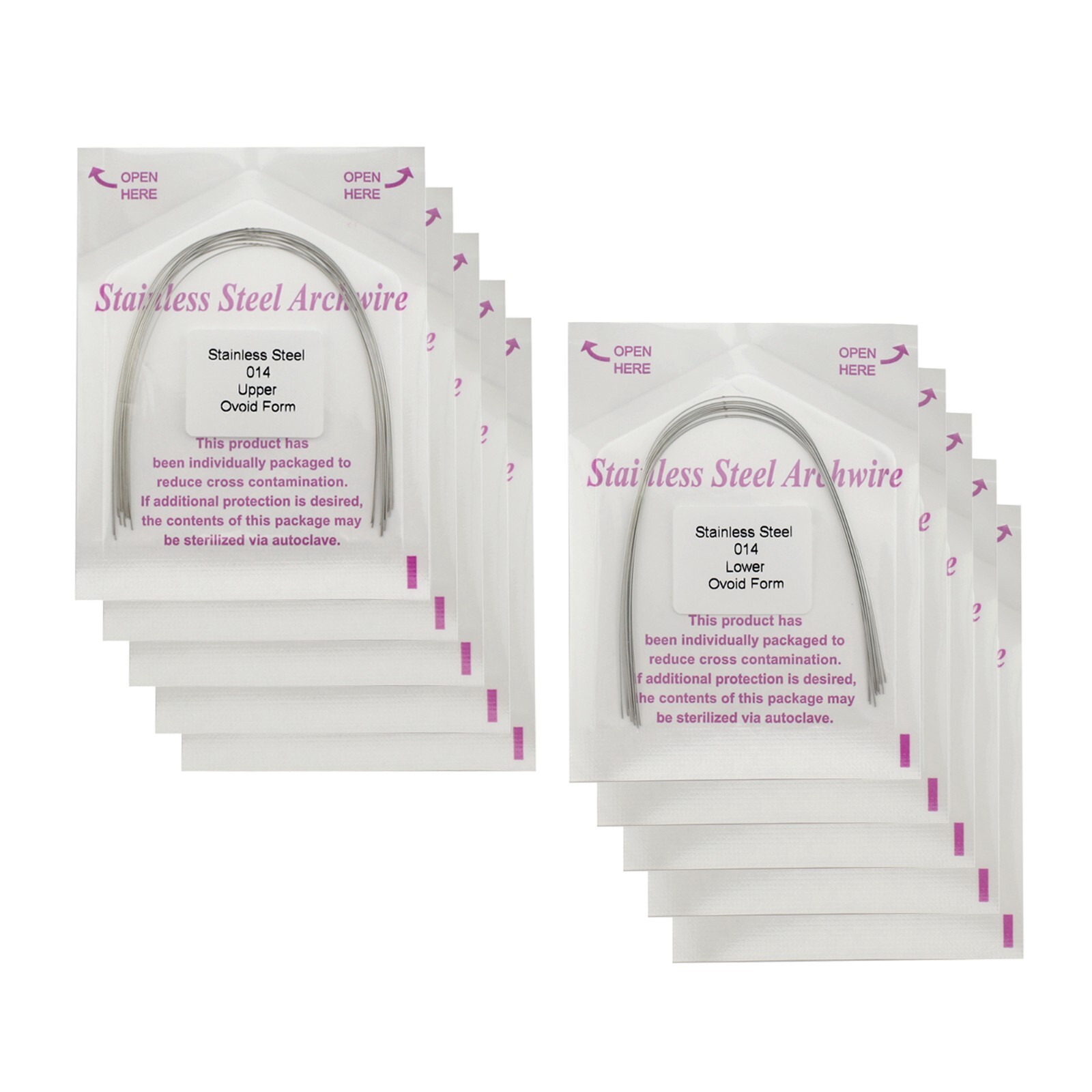 100pcs Dental Orthodontic Ovoid Form Arch Wire Stainless Steel Round Rectangular