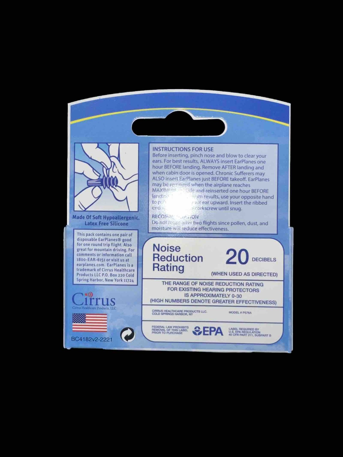 Original Adult EarPlanes by Cirrus Healthcare Earplugs Airplane Travel Ear