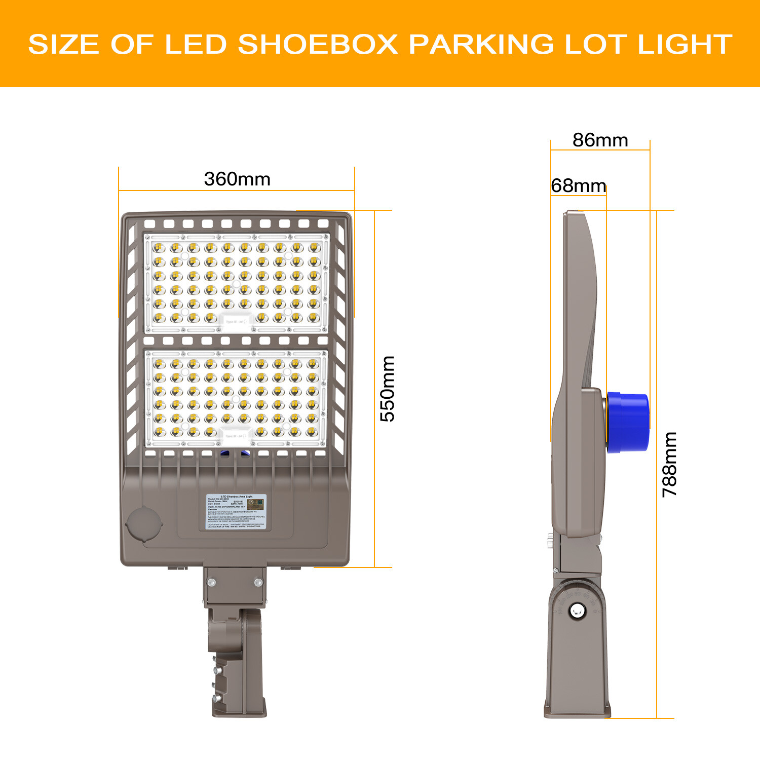 320W LED Parking Lot Light Street Shoebox Pole Lighting Fixture Dusk to Dawn DLC