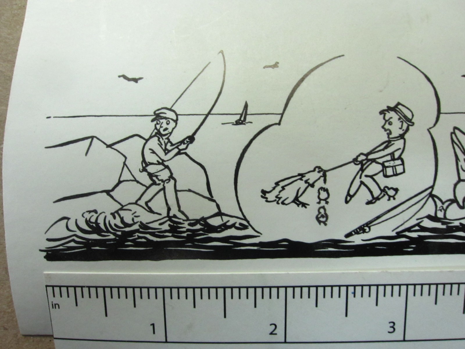 Printing Letterpress Printers Cut, Large Printers Cut «Whimsical Fishing » Zinc