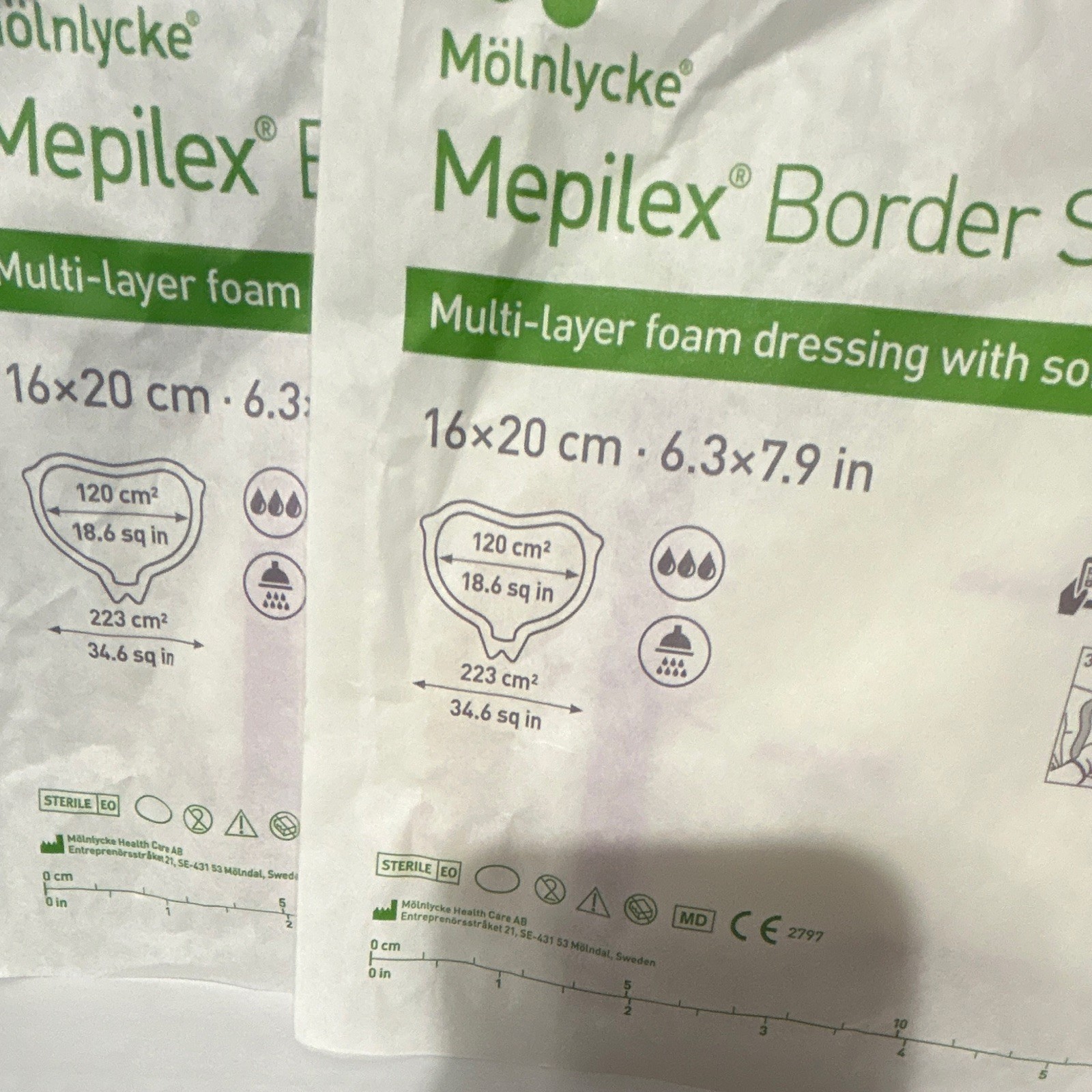 2 pcs Mölnlycke Mepilex Border Sacrum Foam Dressing 16 x 20 cm MPN 282455