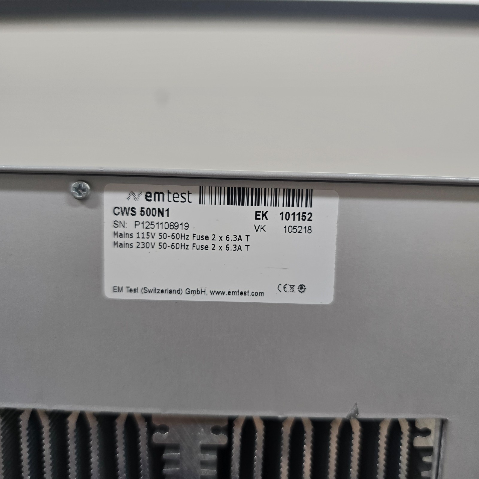Used emtest CWS 500N1 – Continuous Wave Simulator