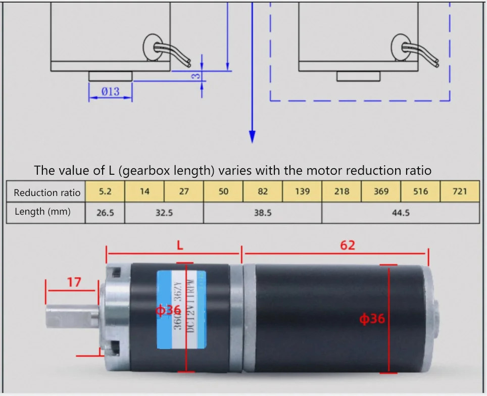 36-36ZY 100kg.cm High Torque Low Noise Reversible Adjustable Speed Geared Motor