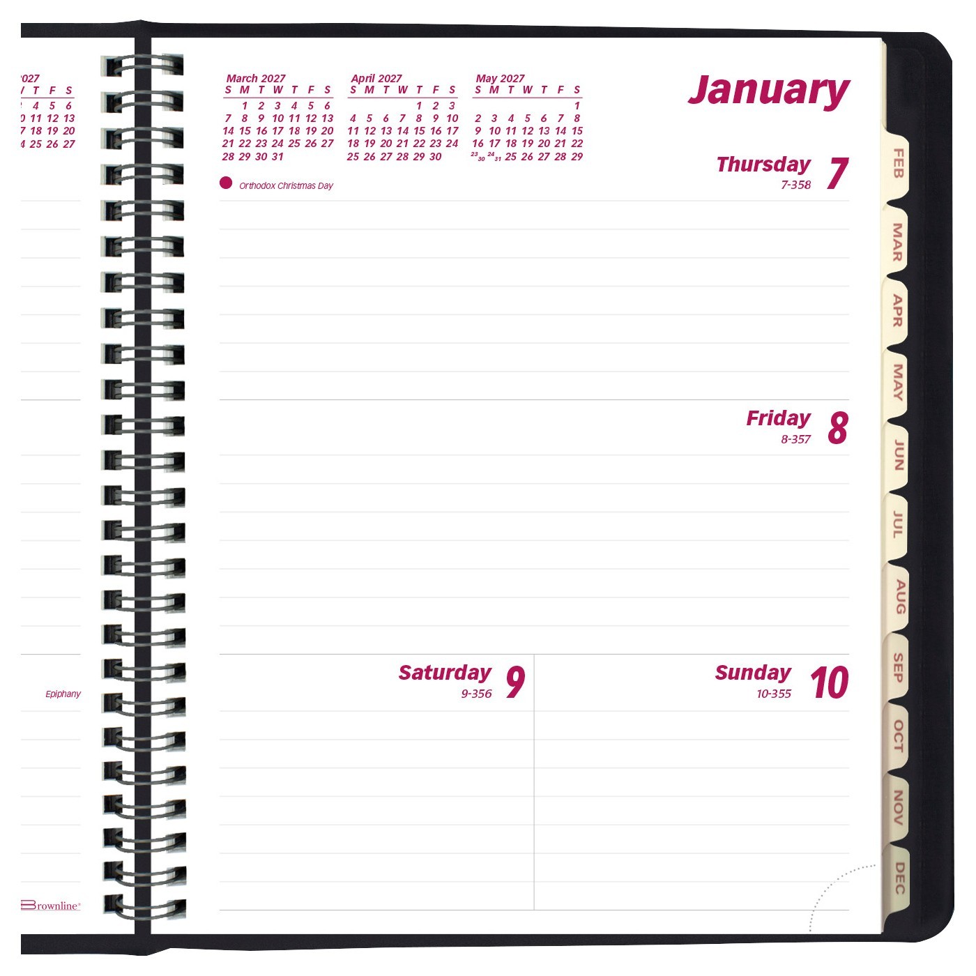2026 Brownline CB850.BLK Weekly Planner, Twin Wire Binding, 8-1/2 x 6-3/4″