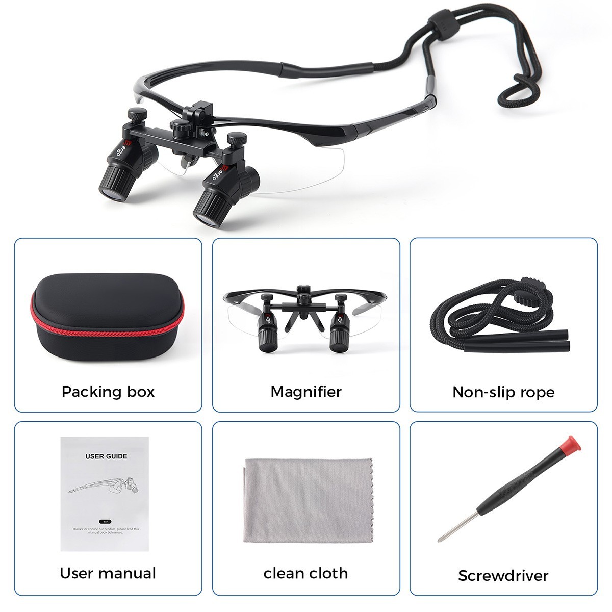Ergo Dental Loupes Upright Posture Prism Optics Protect Spine 4.0X Magnific