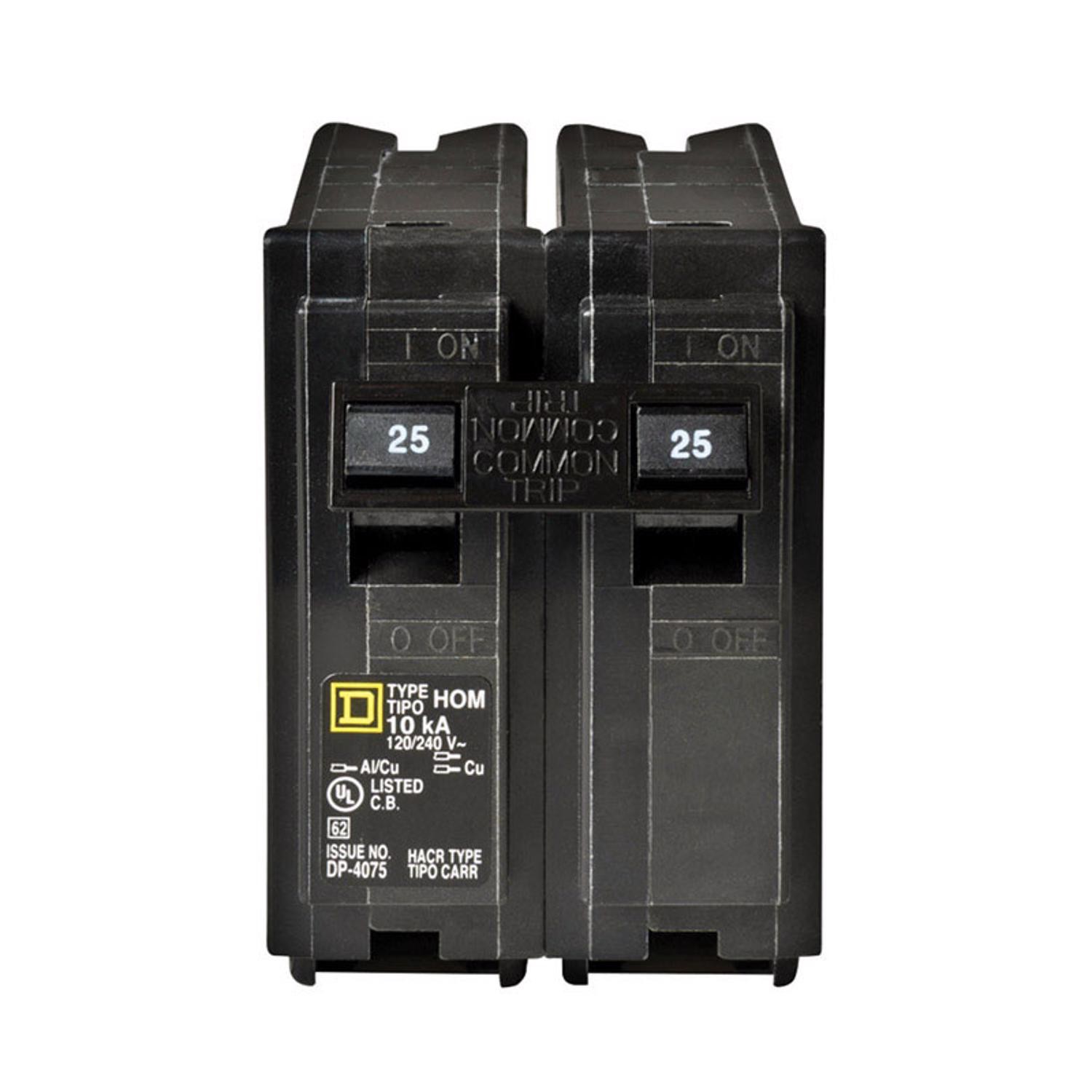 Square D HomeLine 2-Pole Plug-In Mount Indoor Circuit Breaker 120/240V 25A