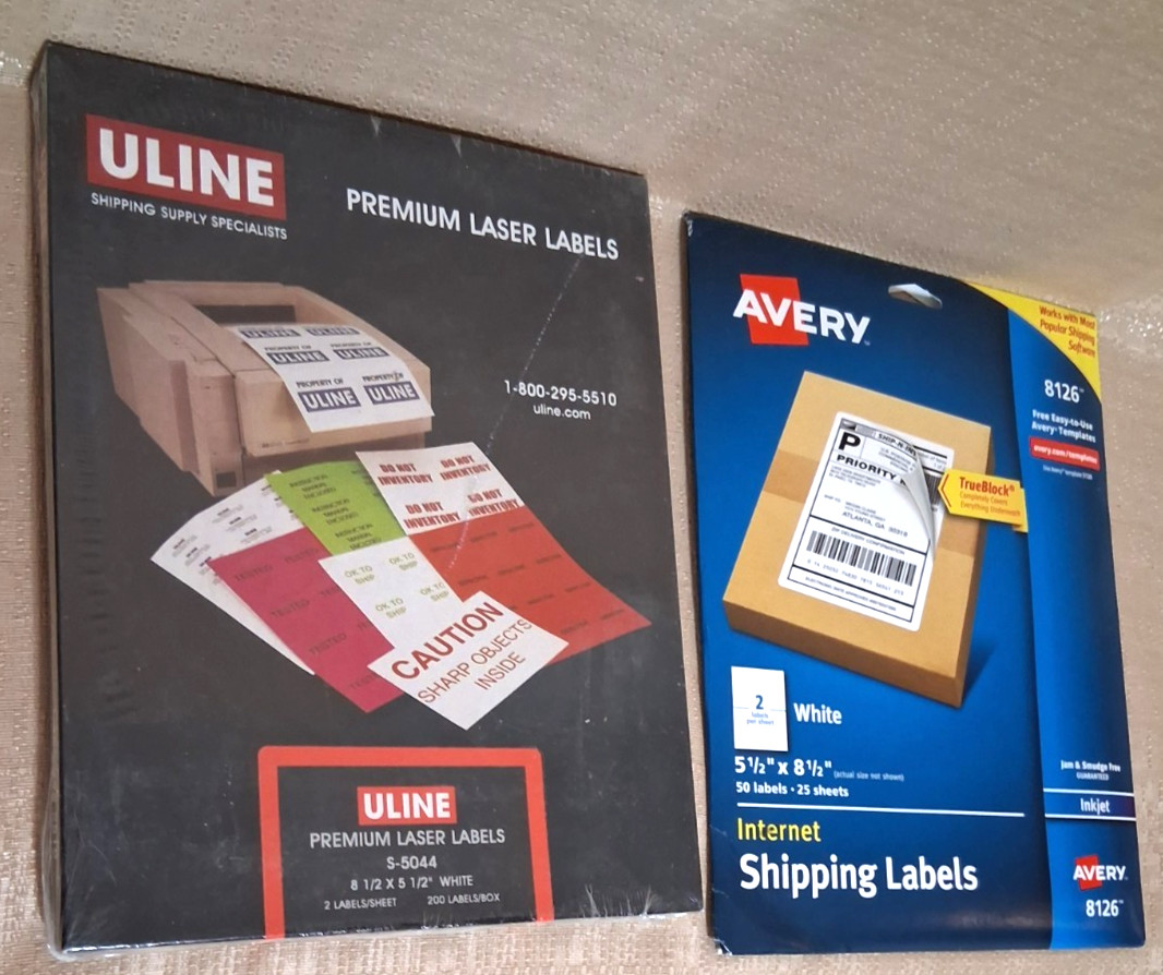 250 New WHITE Shipping Labels 5-1/2″ x 8-1/2″ 200 x ULINE & 50 x AVERY 5.5 x 8.5