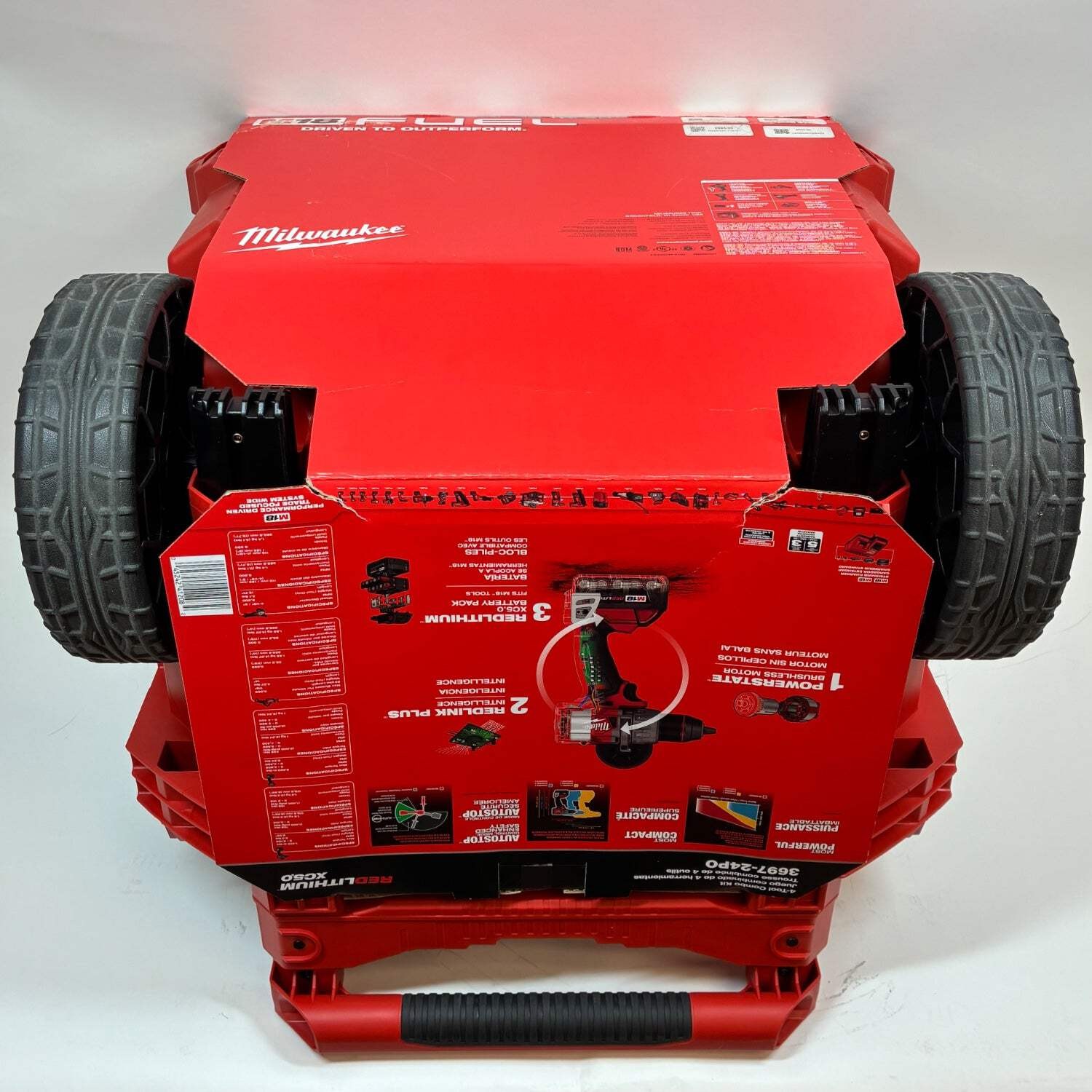 New Milwaukee 3697-24P0 M18 18V 4-Tool Combo Kit Packout Rolling Tool Box