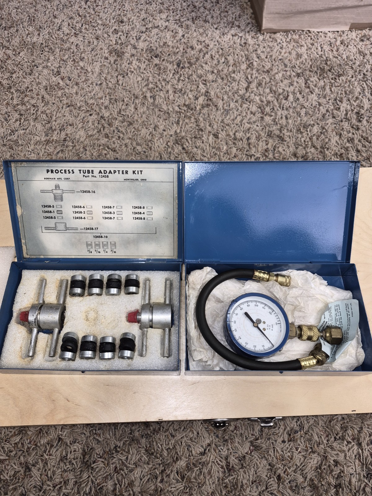 Vintage Robinair 11692 Gauge And Process Tube Adapter Kit 12458