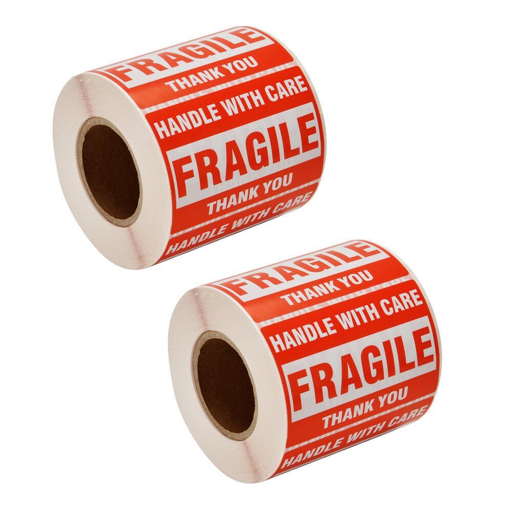 10000 Fragile Stickers 2×3 Handle with Care Thank You Mail Labels 500/Roll