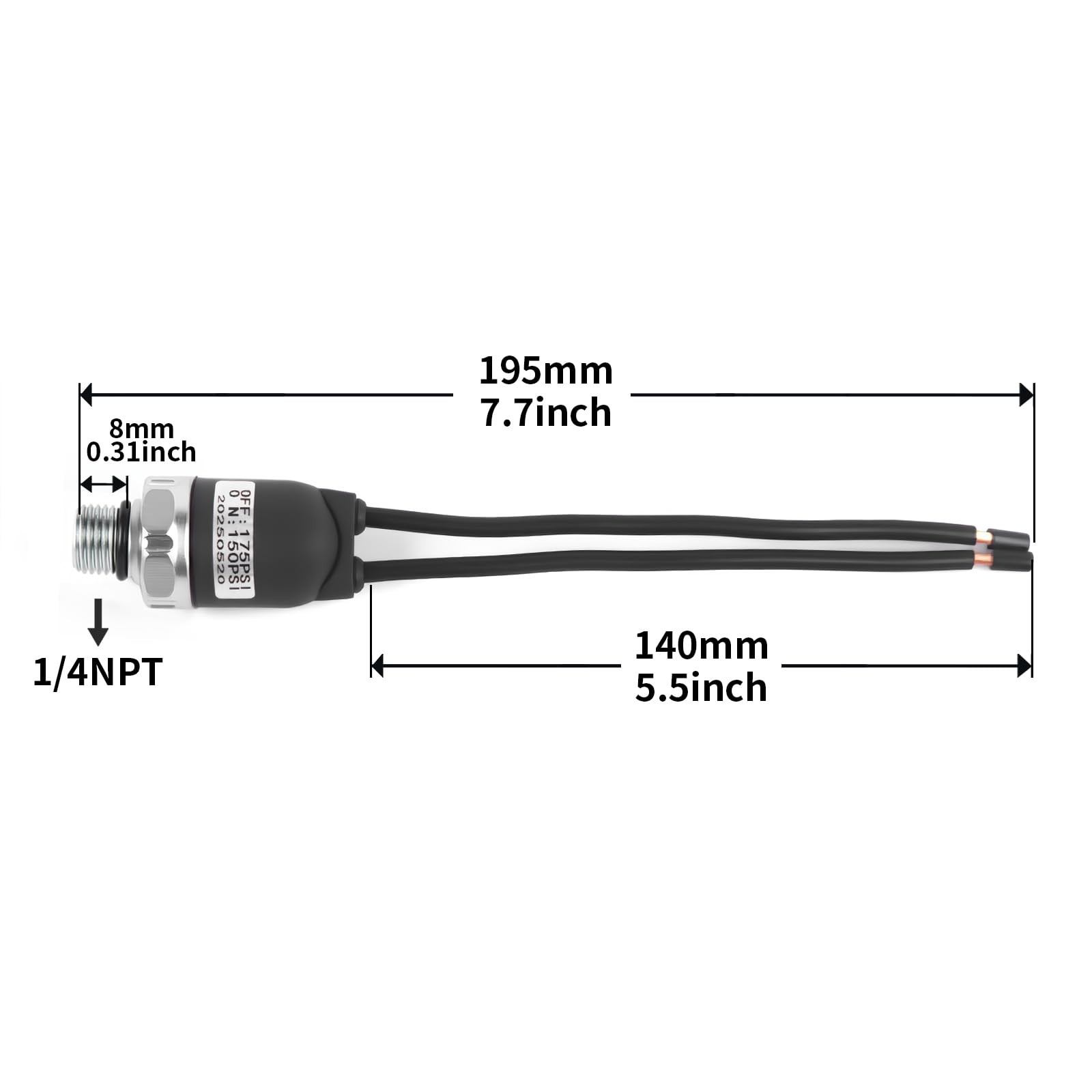 150-175 PSI Air Pressure Switch 1/4 NPT Controller for Air Compressor Tank Su…