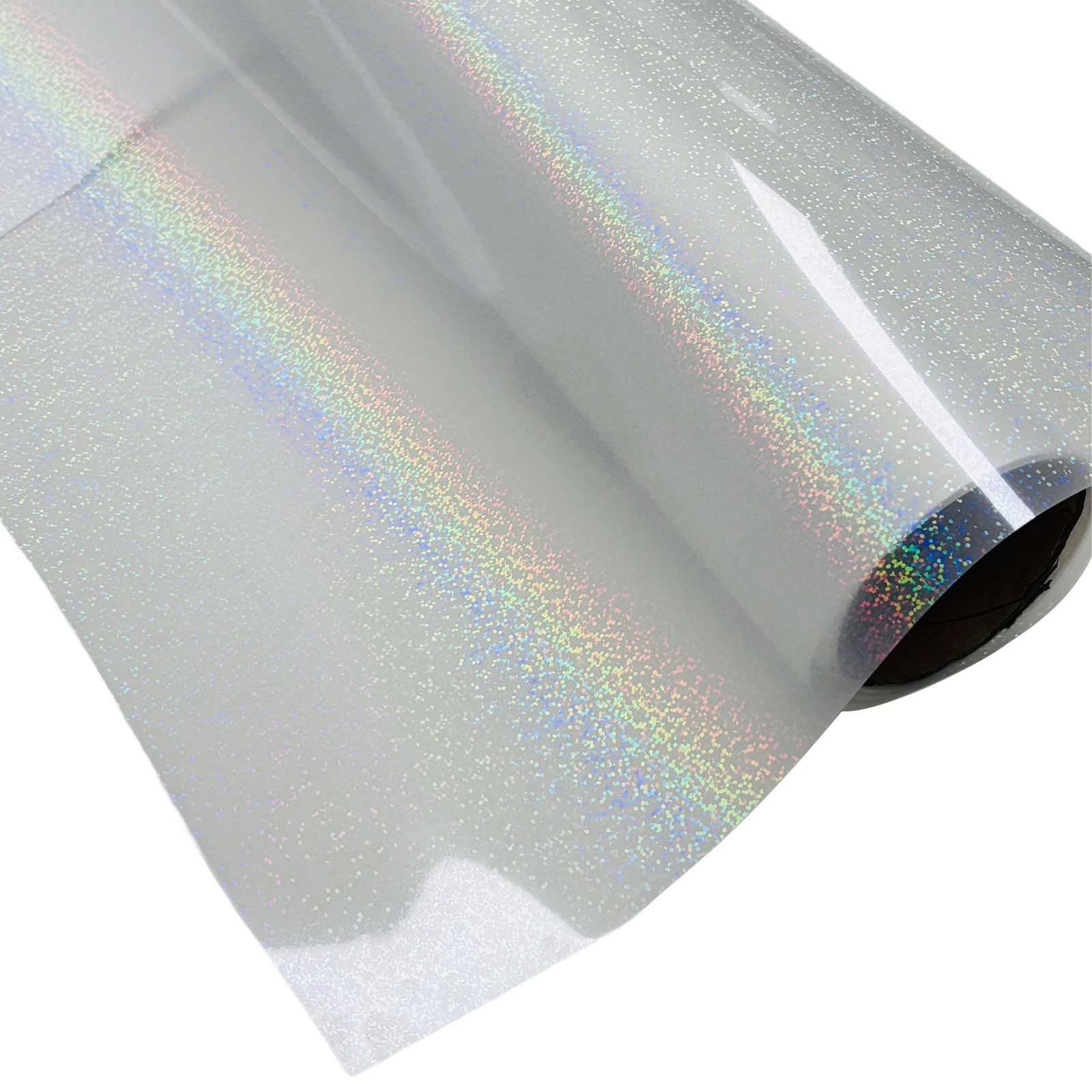 US 11.8in x 32.8ft/30cm x 10m DTF Clear Glitter Holographic Film Roll, Cold Peel