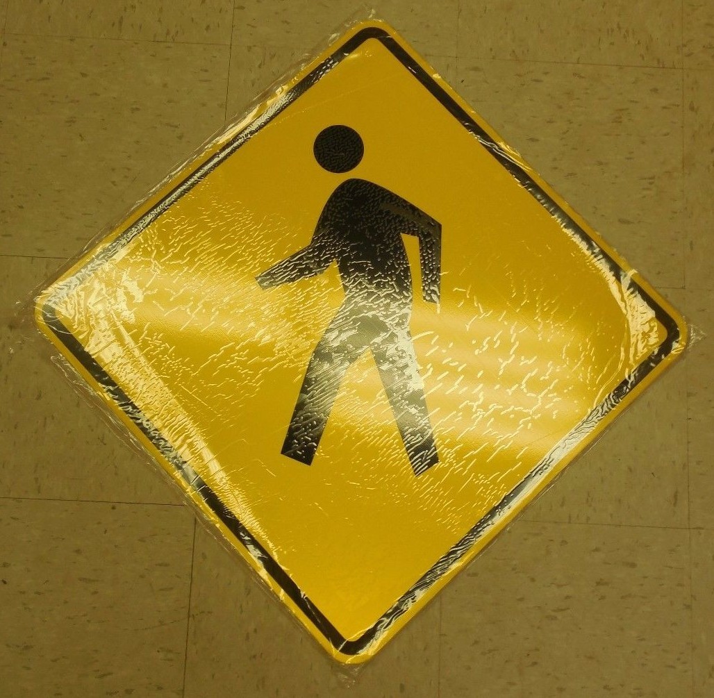 No Name Reflective Aluminum Pedestrian Crossing Safety Sign 2FT X 2FT 24″ X 24″