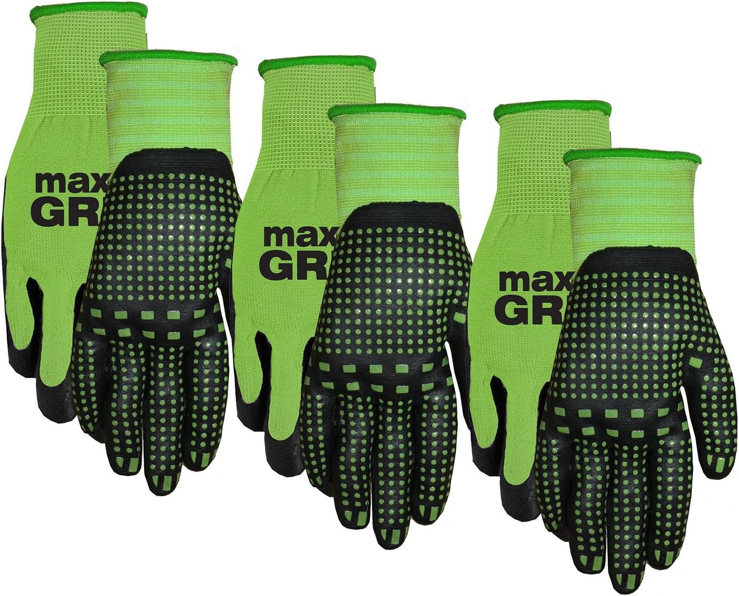 Midwest Gloves & Gear 93P03-SM-AZ-6 Max Grip Packs, 3 Pair, Ladies Green