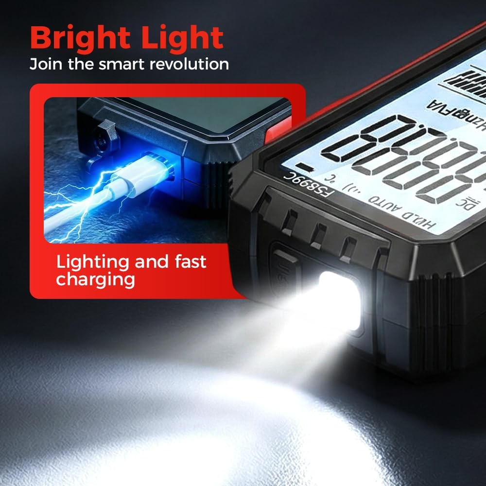 USB Rechargeable Digital Multimeter 6000 Counts Large Color Screen & Backlight