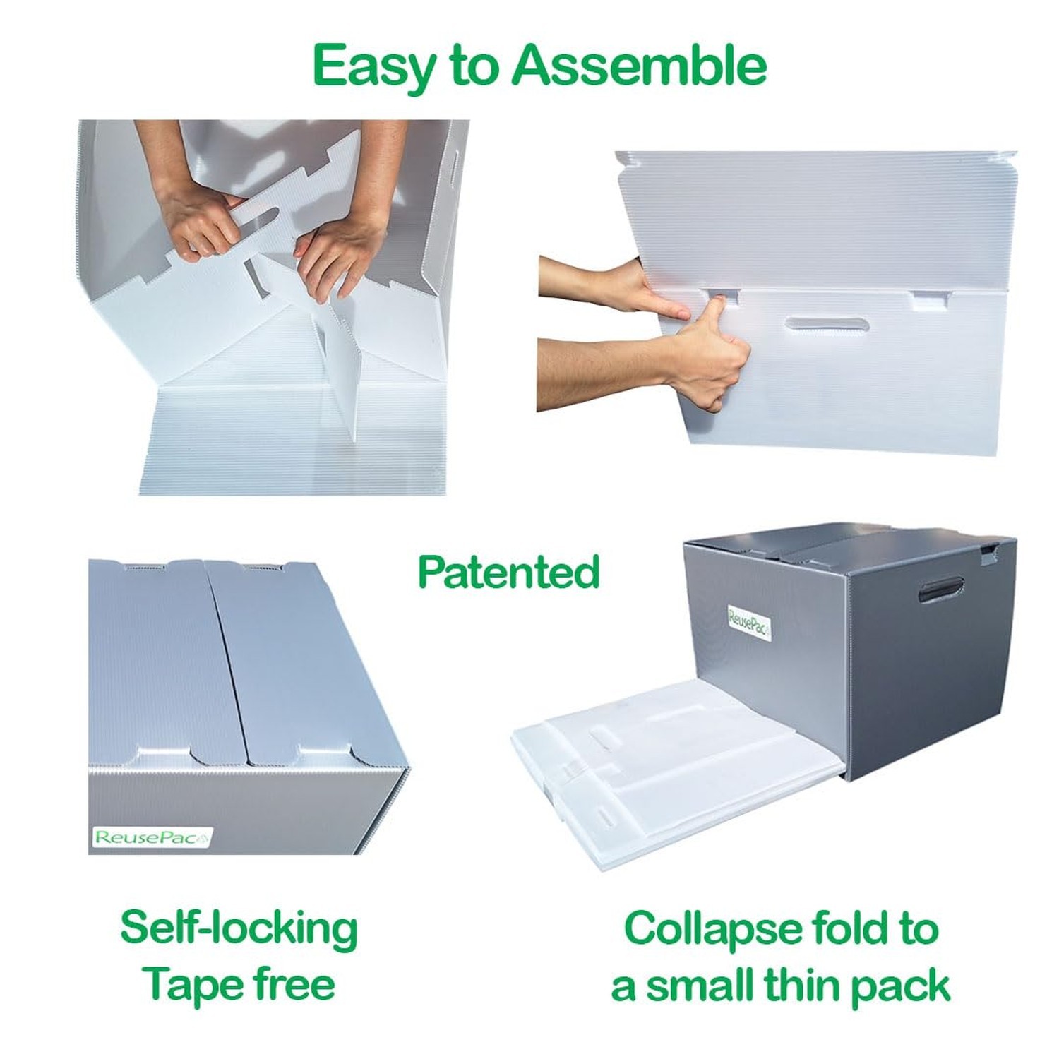 Reusable Foldable Box Corrugated PP Lightweight, Storage Moving Mailing, Heav…