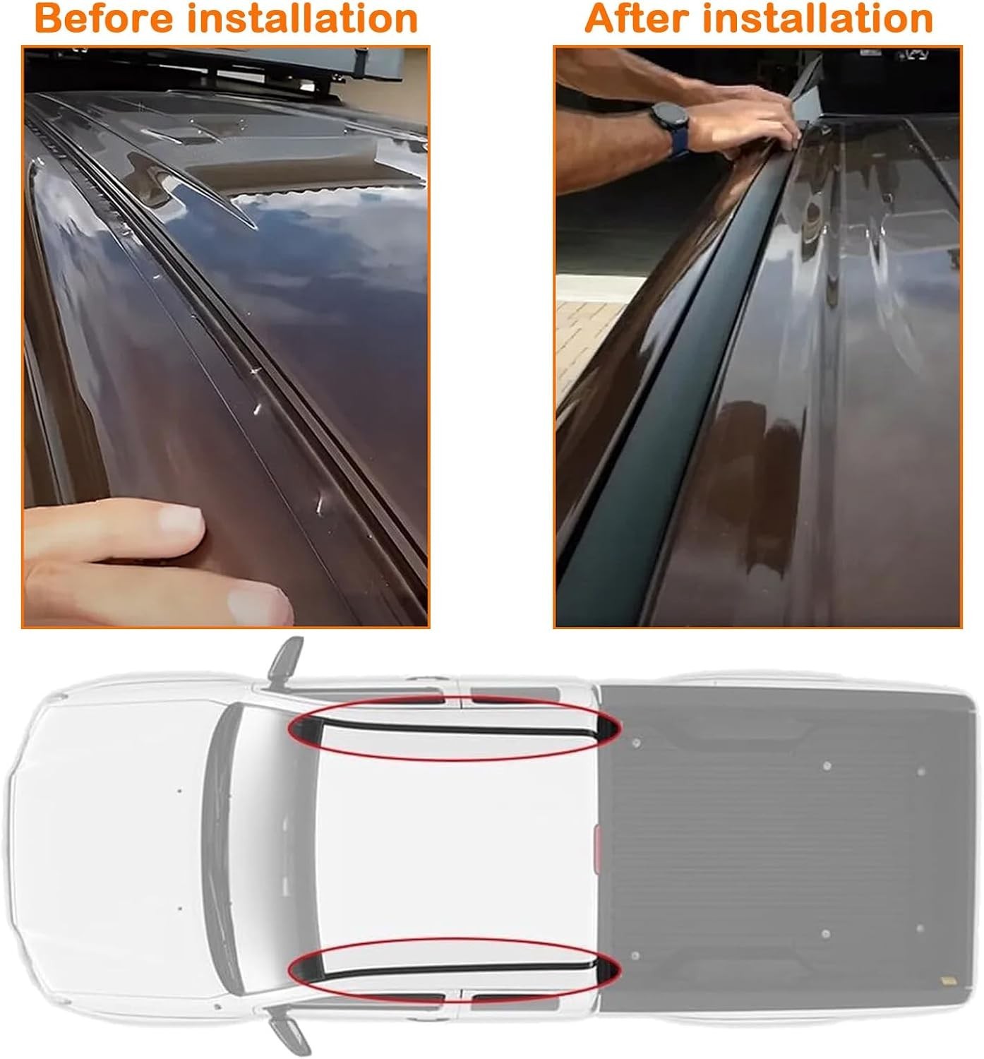 2Pcs Roof Drip Molding Weatherstrip Fit for Toyota Tacoma Double CAB 2005-2015,