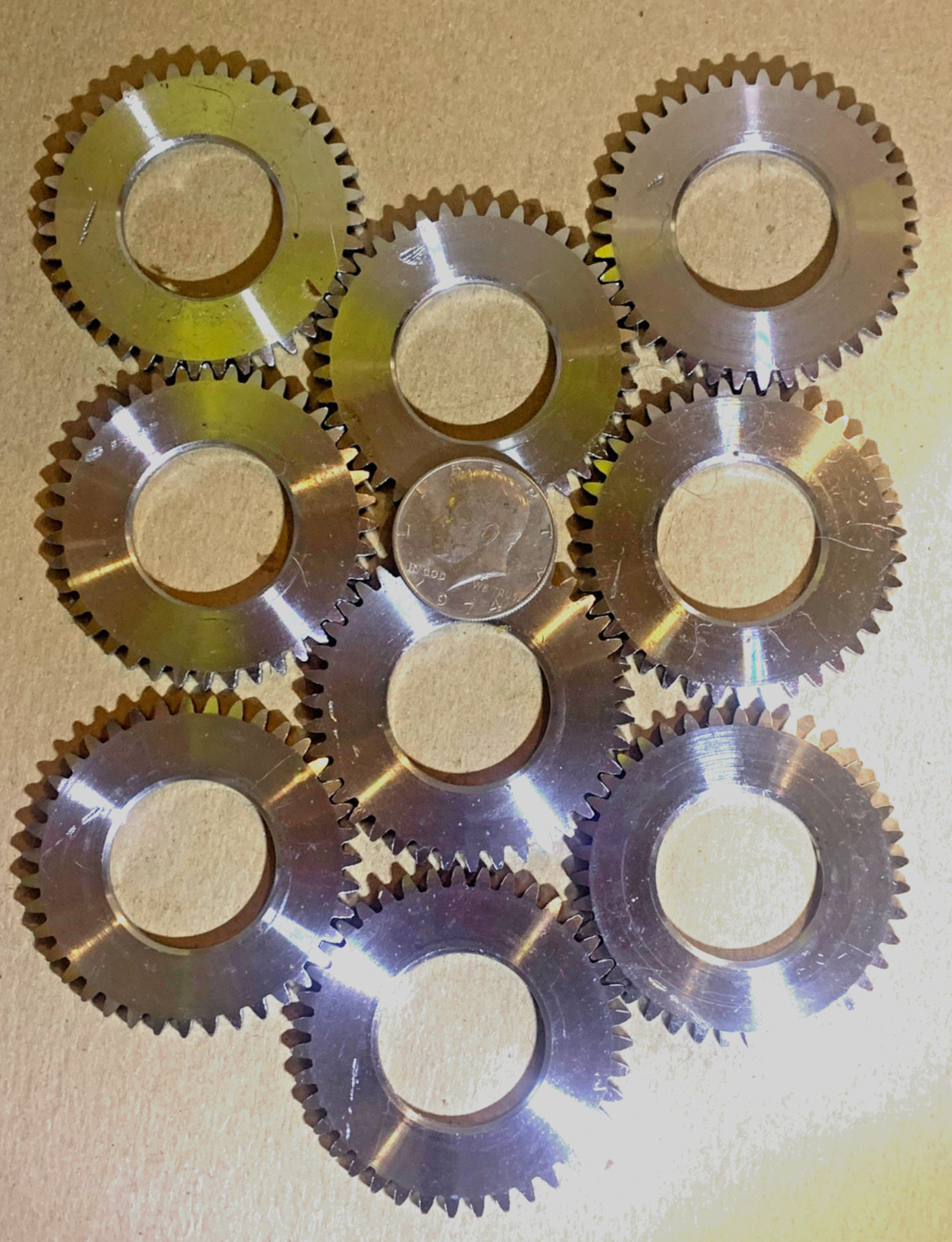 Gears 2.25 x 1/8″ Steel Pieces For Art or cool washers 1 1/8″center hole 9pc Lot