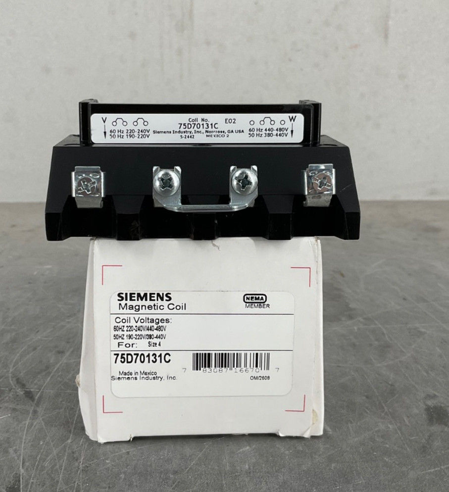 SIEMENS 75D70131C MAGNETIC COIL Sz4 50Hz:190-220V/380-440V 60Hz:220-240V/440V
