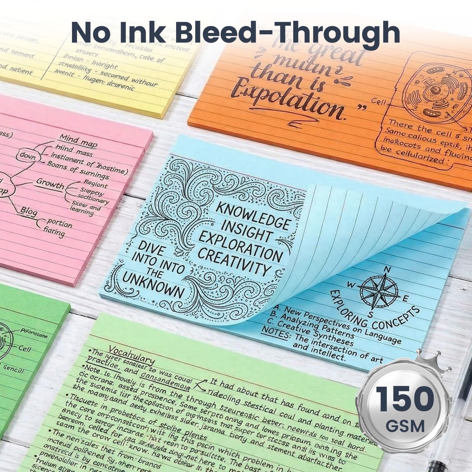 Koogel Index Cards 4×6 Inch, 180 Count, Colored Large Flash 4×6, Multicolor
