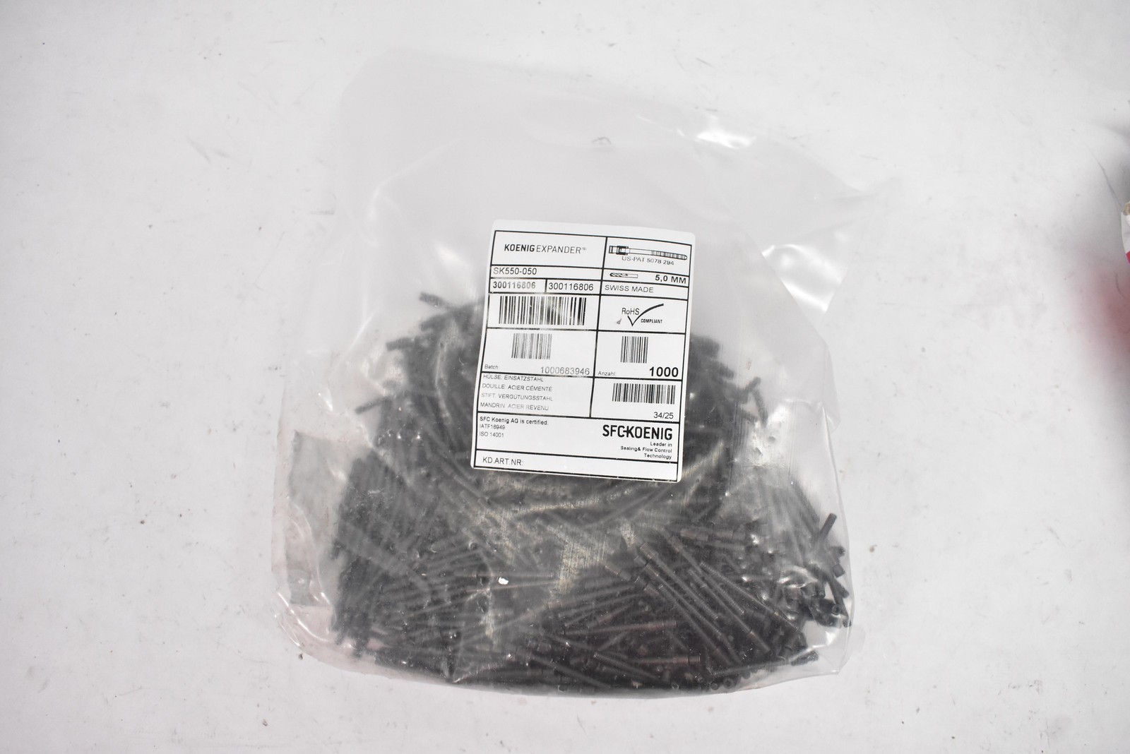 SFC Koenig Expander SK550-050 5.0mm Sealing Plugs Swiss Made Bulk Qty 1000