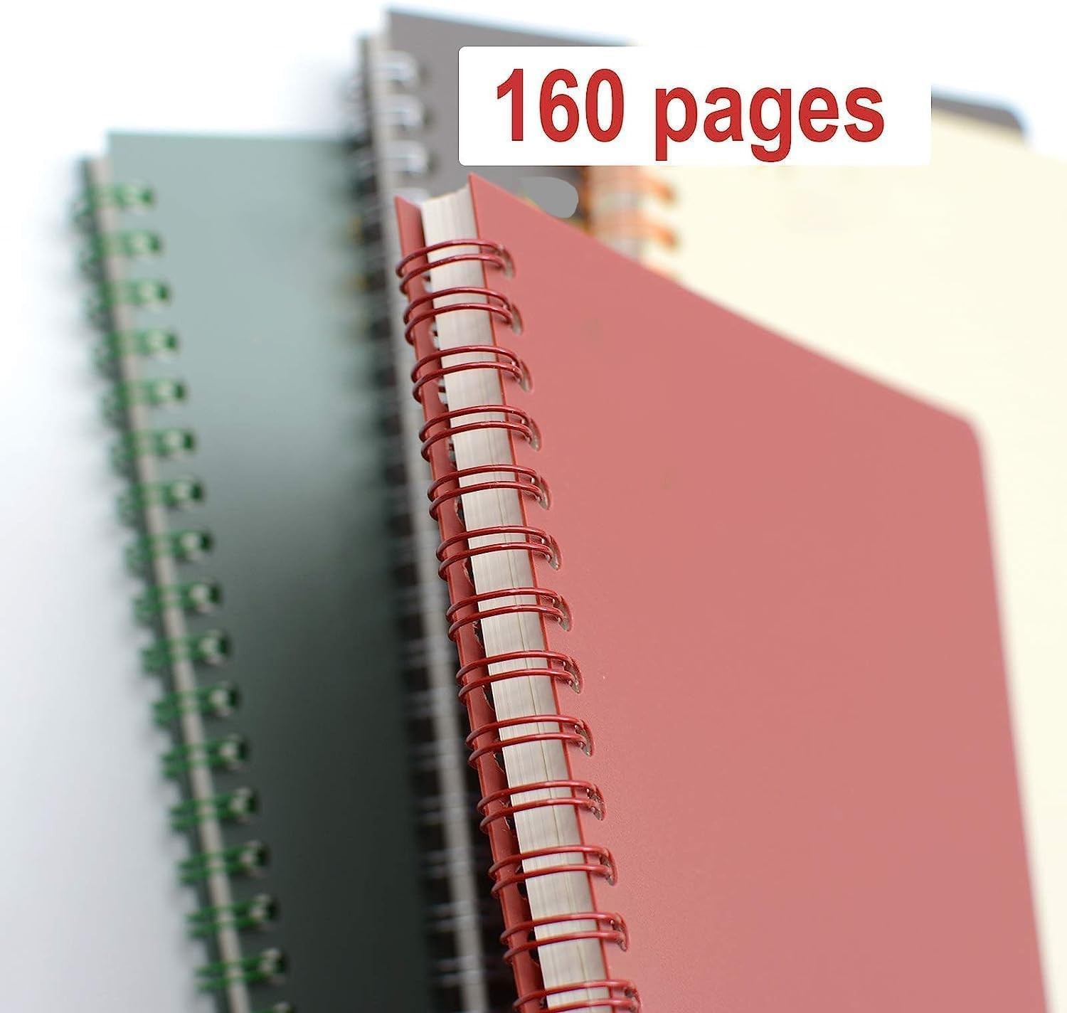 YIKANGHENG 4 Pcs A5 Size Spiral Notebook, 4 Color 8.3 Inch x 5.9 ruled, dark