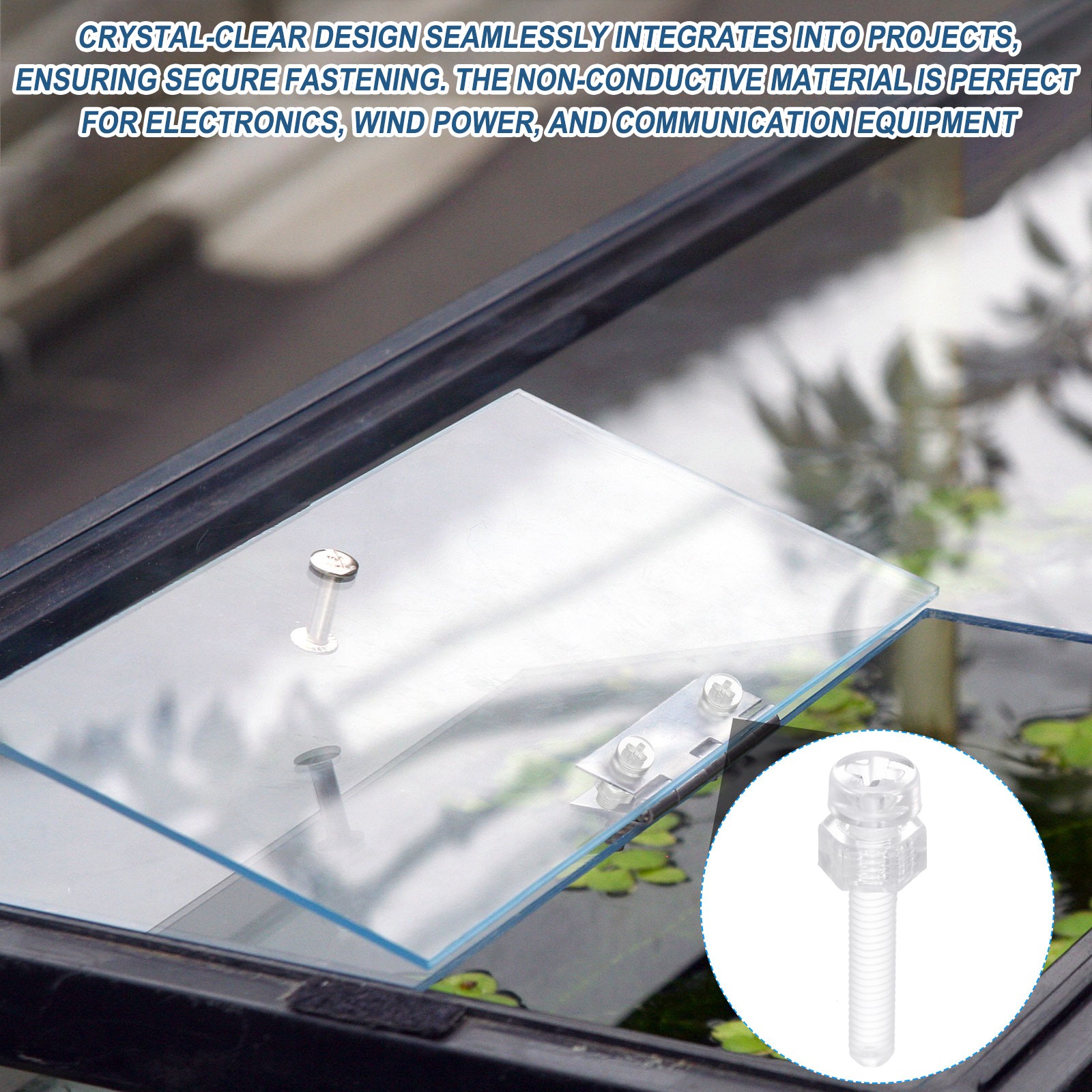 20 Set M5x15mm Clear Acrylic Phillips Round Head Screws with Hex Nuts Kit
