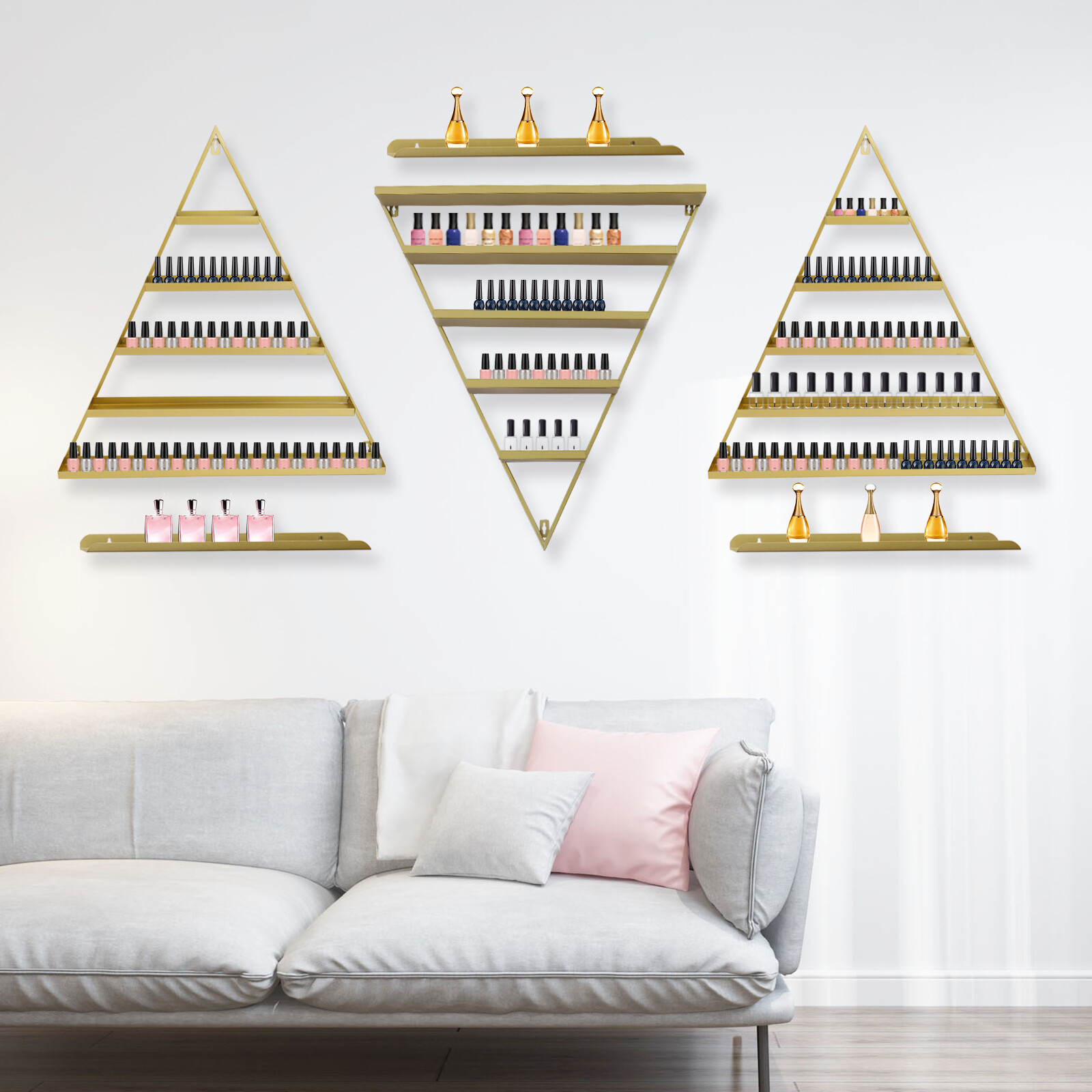 Triangle Display?Racks Wall-mount 5 Tiers Nail?Polish Display Shelves For Home