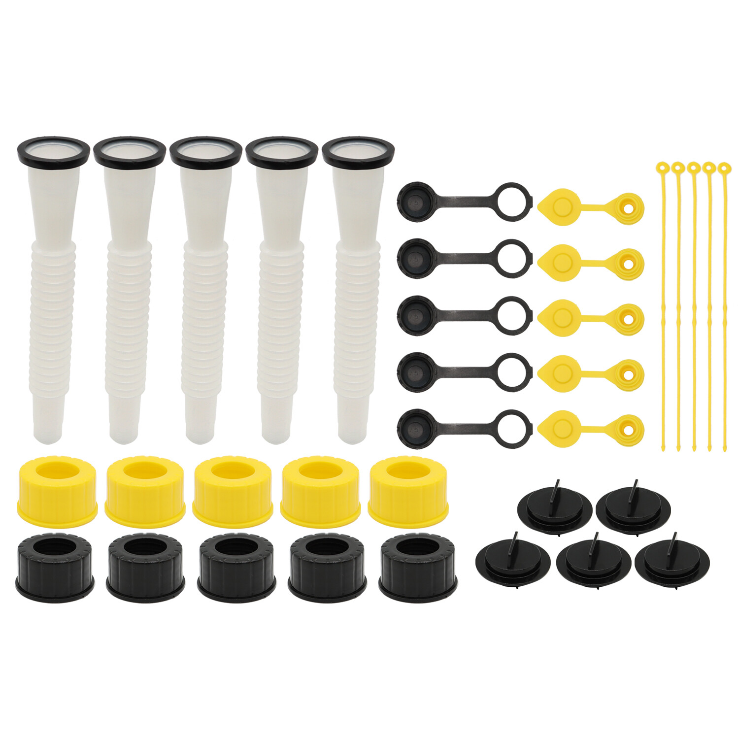 Pack of Five Gas Can Spouts with Caps and Gaskets Included For Wedco For Eagle