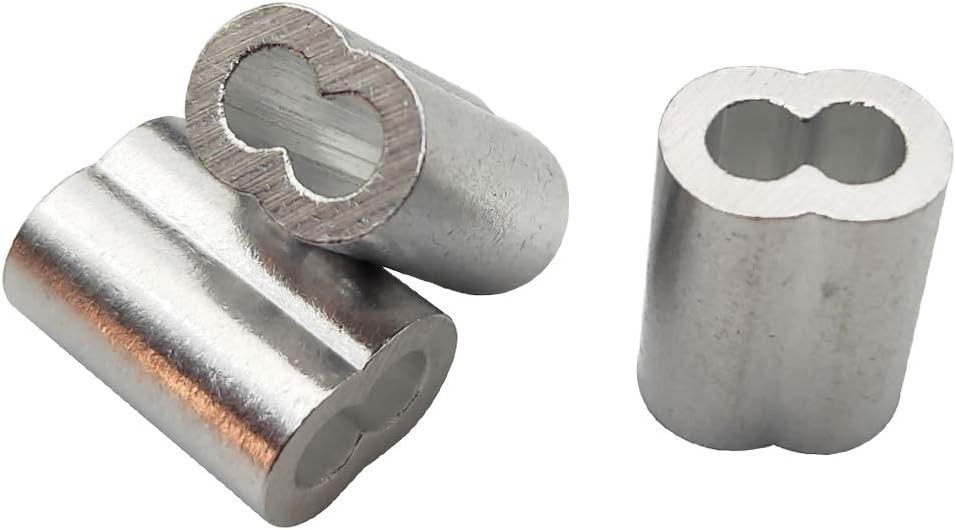 1/8″ (3Mm) Aluminum Crimping Loop Sleeve for Wire Rope, Cable Ferrule (100Pcs)