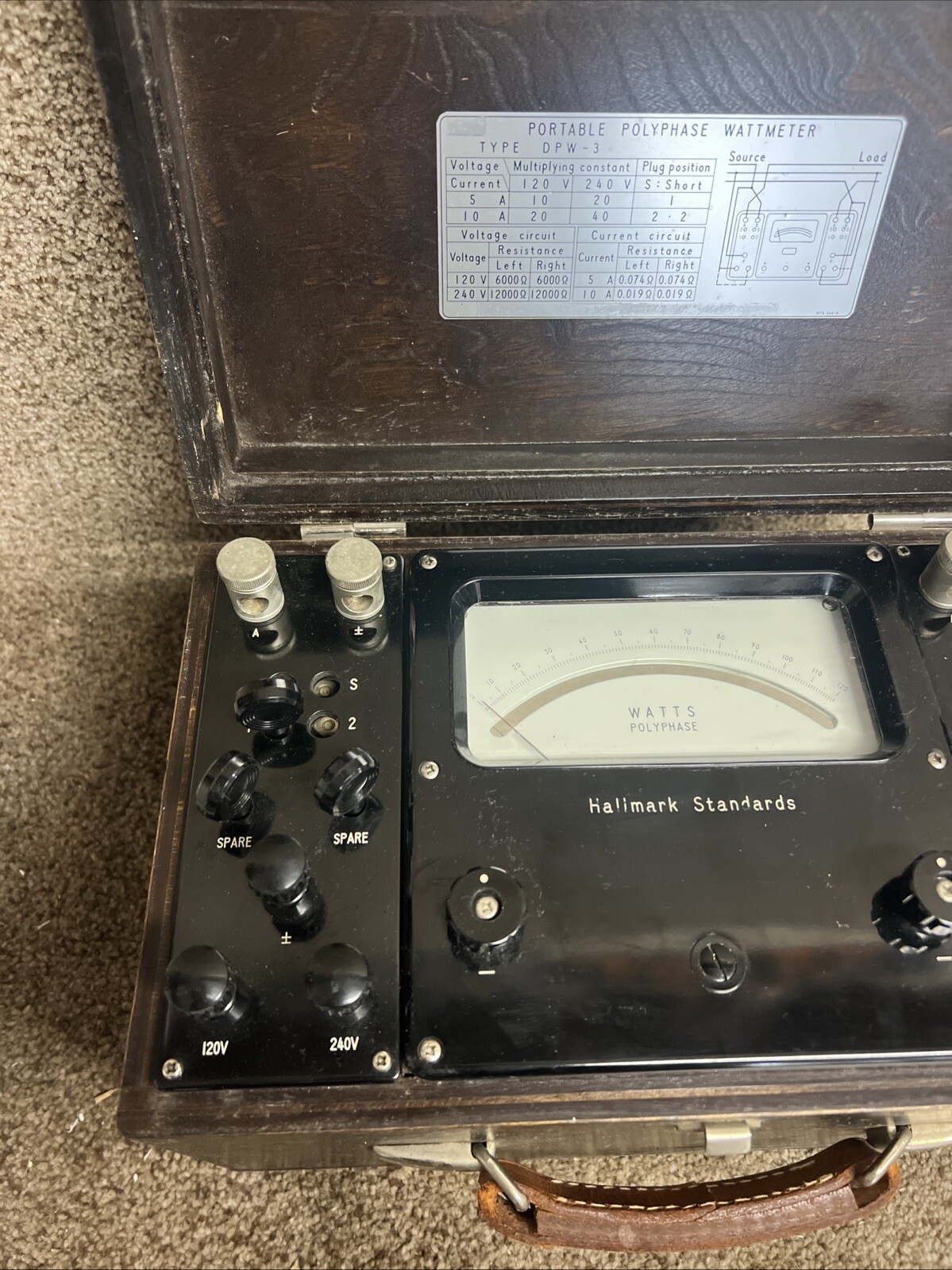 Hallmark Standards Portable Polyphase Wattmeter Vintage