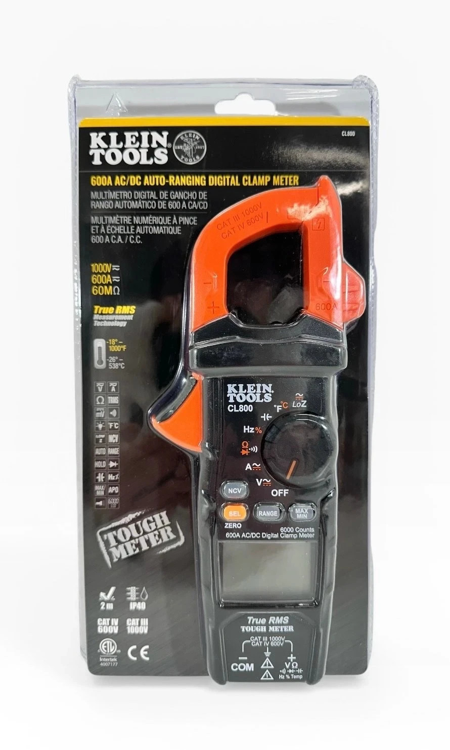 Klein Tools 600A AC/DC Auto-Ranging Digital Clamp Meter CL800 BRAND NEW!